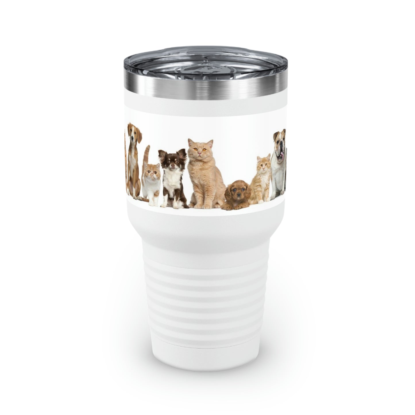Cats Dogs Ringneck Tumbler, 30oz 5 Colors Traveling Work Relaxing Shopping Yard Work Hiking