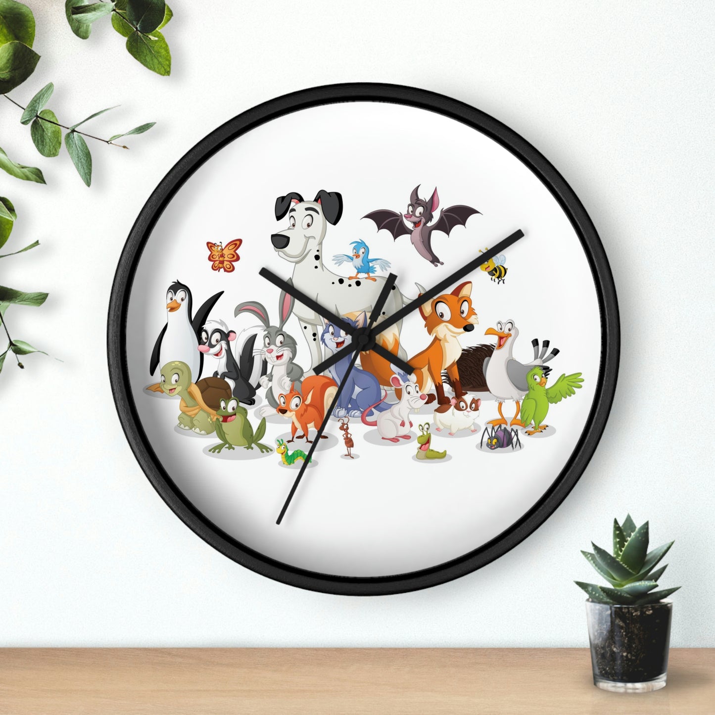 Cartoon Animals Wall Clock Having a Cool Children's Room Great Gift!