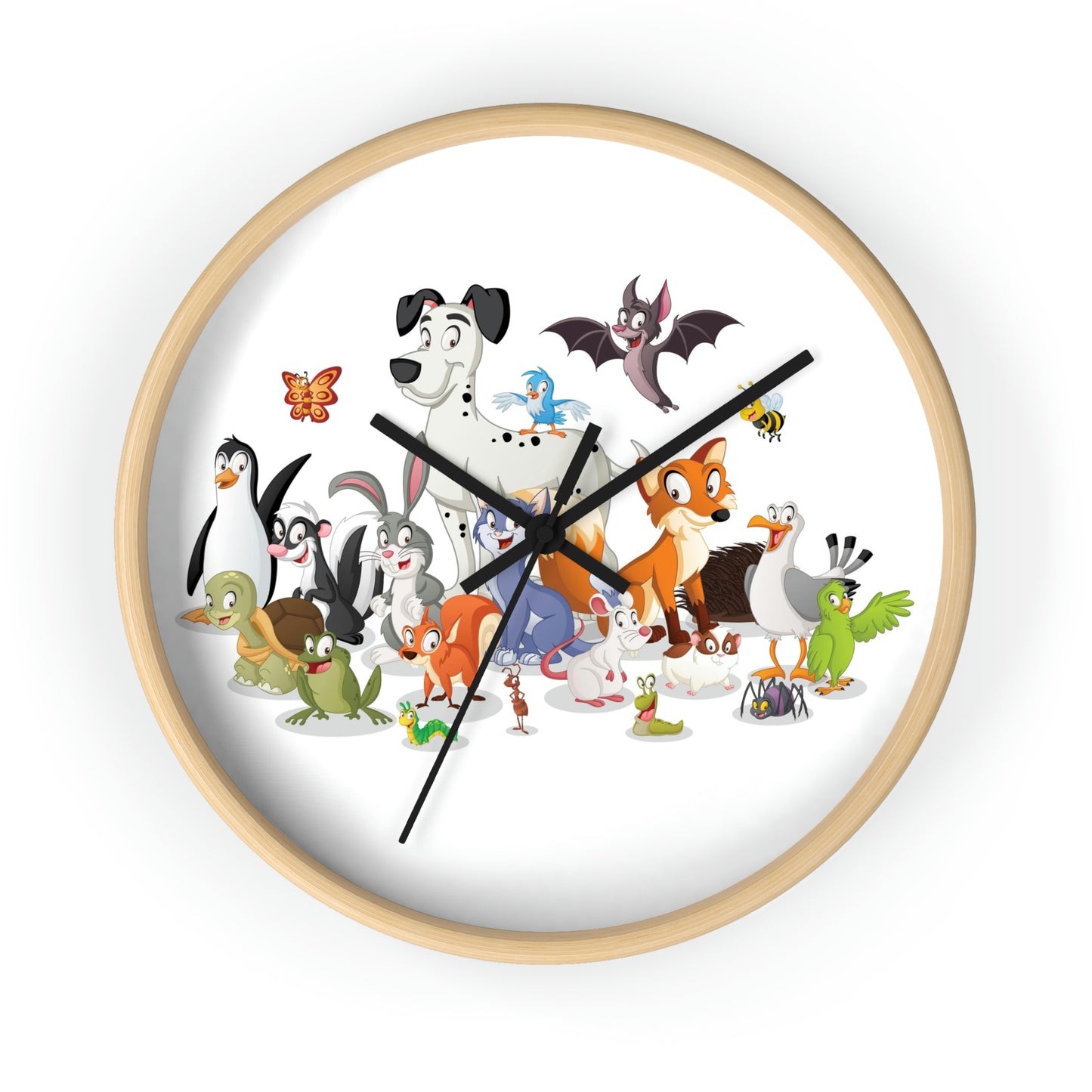 Cartoon Animals Wall Clock Having a Cool Children's Room Great Gift!