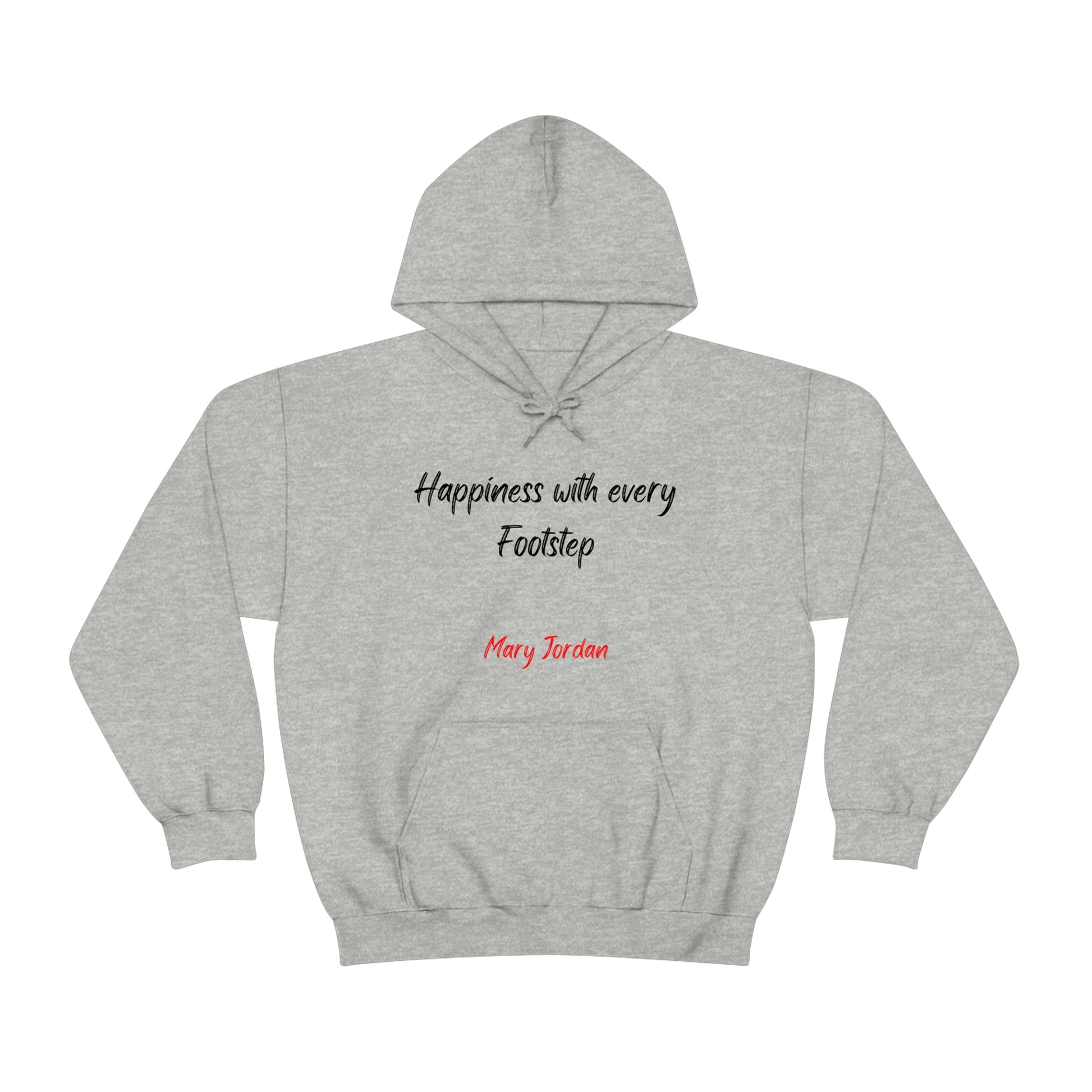 Happiness with every Footstep Mary Jordan. Unisex Heavy Blend Hooded Sweatshirt. Custom Artwork. Unique Whimsical Flare. Vivid Colors. Great for Men, Women and Children. Soft against your skin. May help you to keep warm. Great to wear while Traveling, Work, School, Hiking, Shopping, Relaxing and Museums. Having Fun All Day Long!