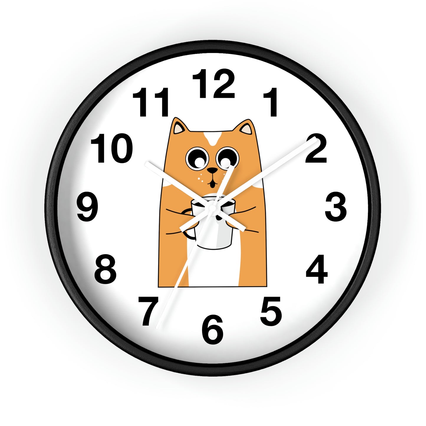 Cat With Hot Coffee Wall Clock Cat Lovers Wall Clock Fabulous Gift!