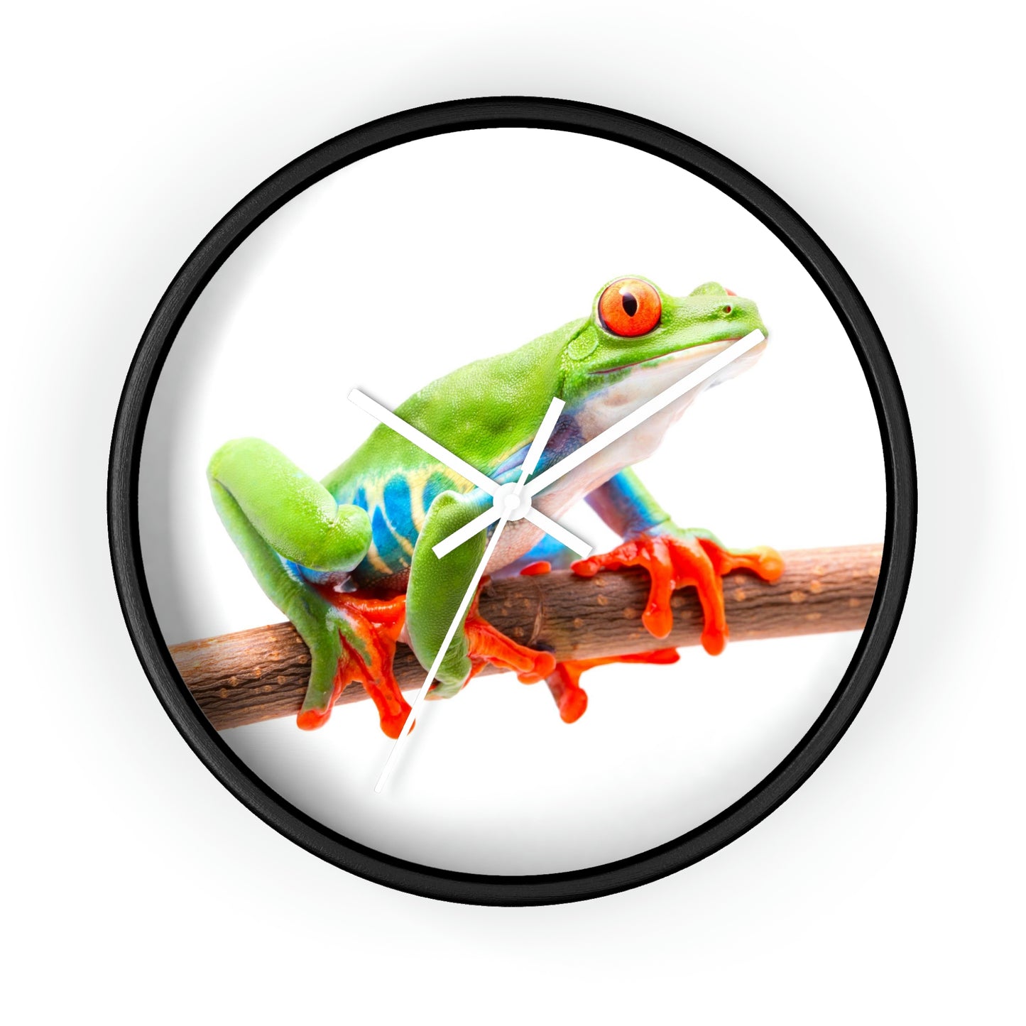 Horloge murale colorée en forme de grenouille arboricole. J'adore ça !