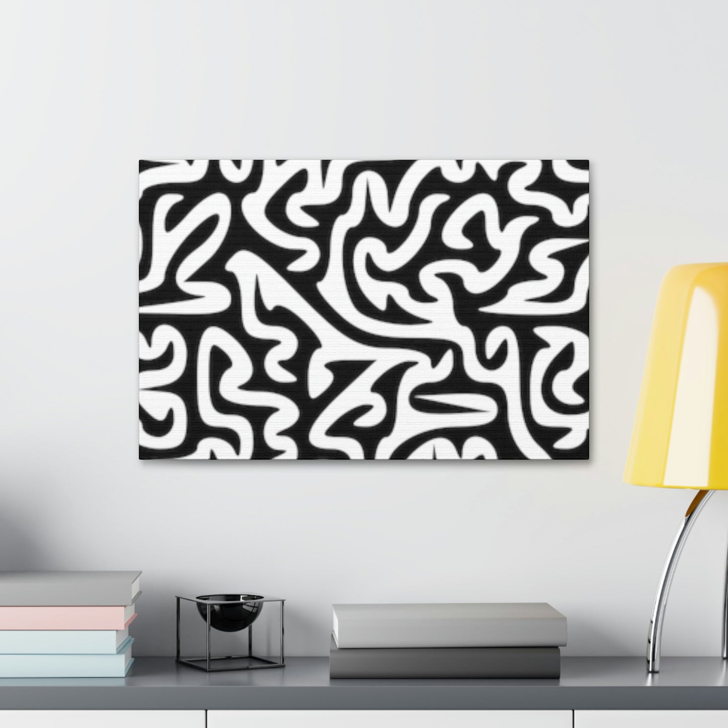 Lienzo Laberinto Blanco y Negro Estirado, 1.5'' ¡Amo Mis Paredes!