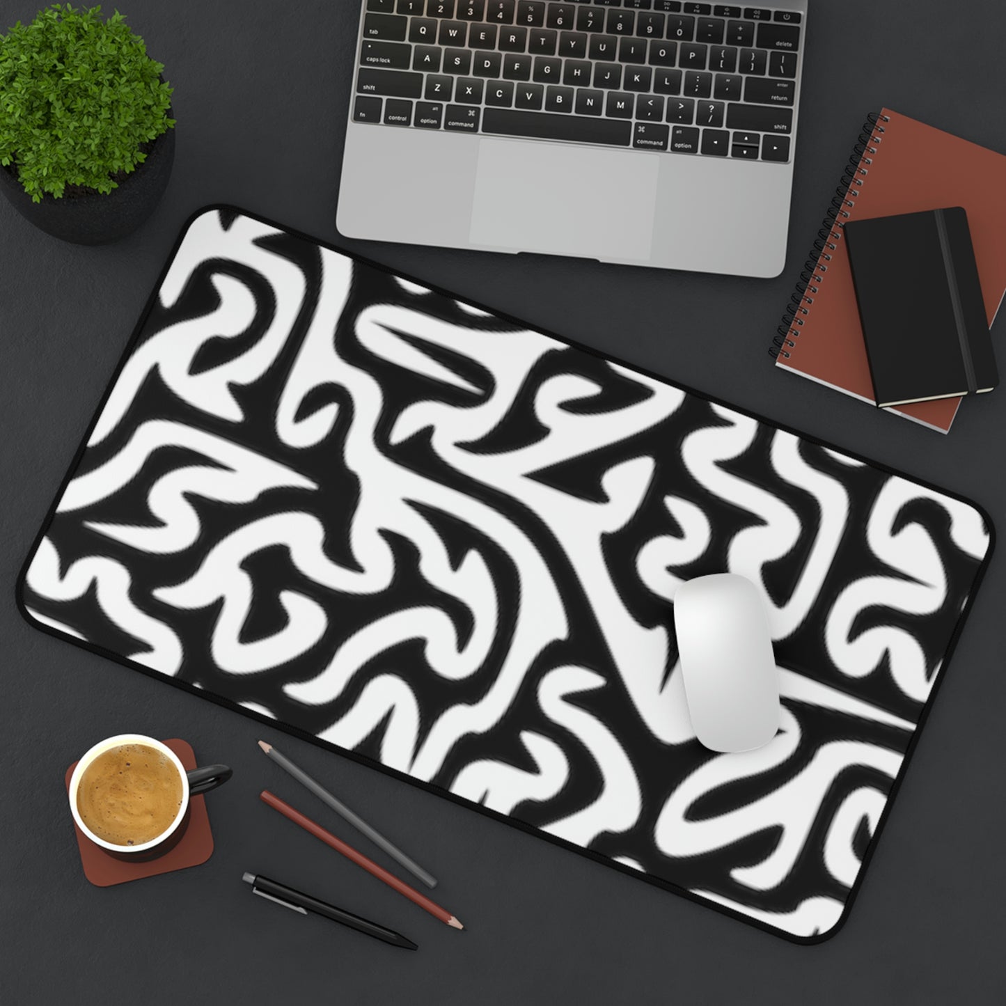 Maze Black White Desk Mat Business Office Home College
