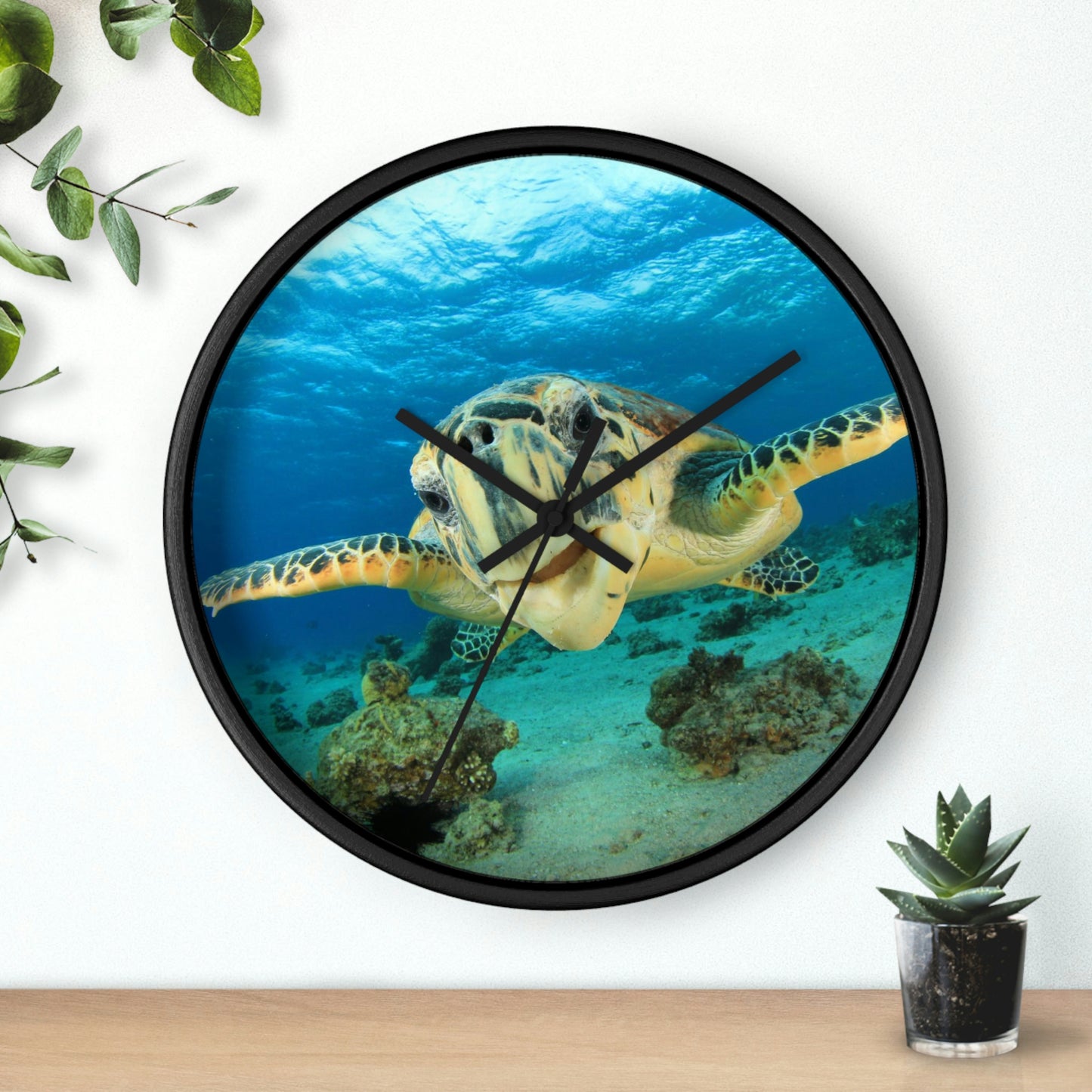 Turtle in Ocean Wall Clock The Colors are Amazing! Great Gift!