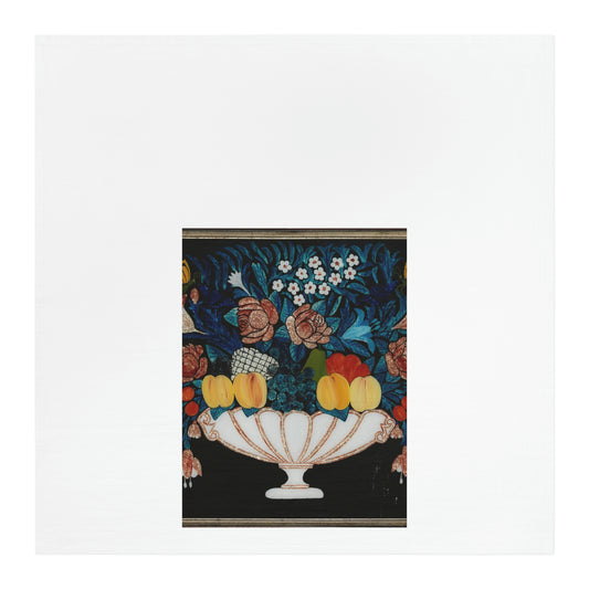 Fruit on a black background. Kitchen Towel. Custom Artwork. Unique Whimsical Flare. Vivid Colors. Great to clean up spills in the kitchen, drying your hands, drying the dishes and using as a place mat.