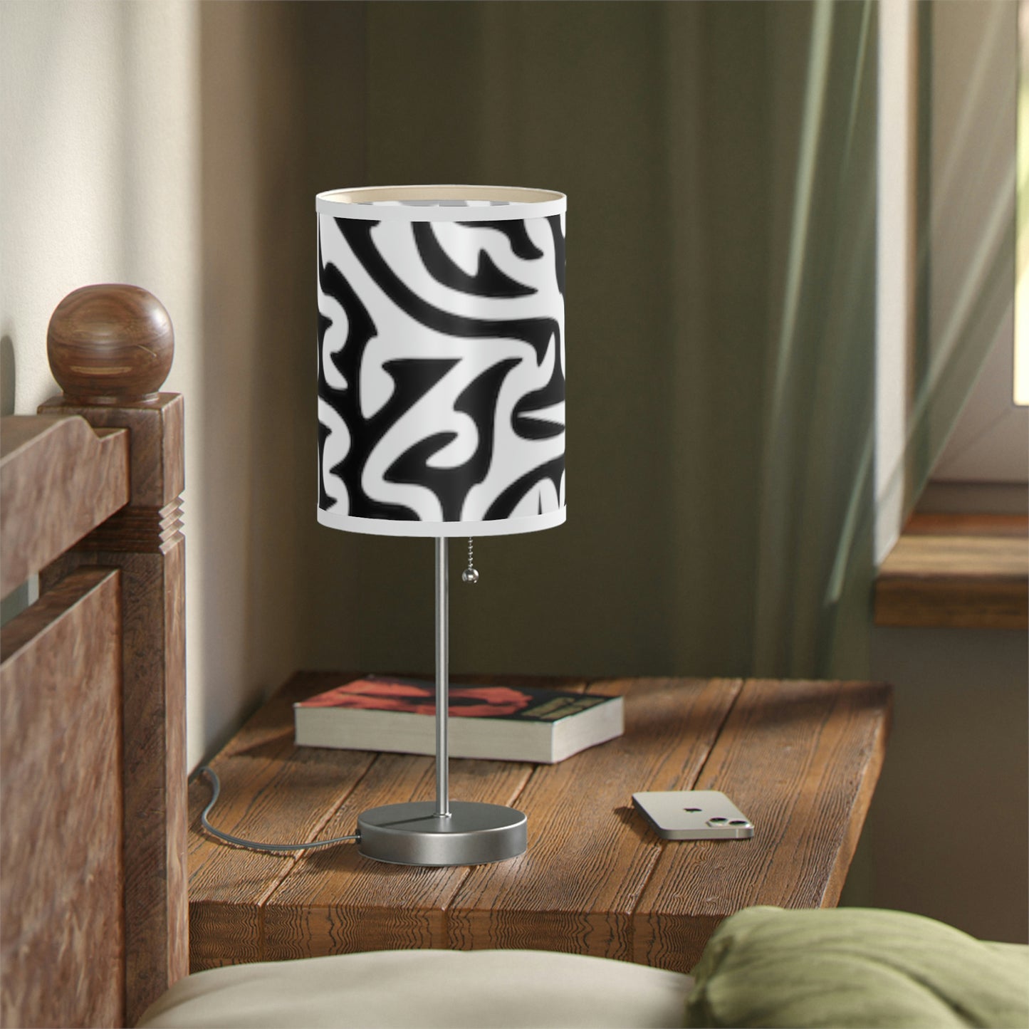 Maze Black White Lamp on a Stand, US|CA plug Bedroom Office Living Room GIFT