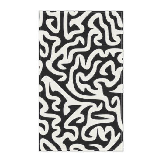 Maze Black White. Size: 18"x30". Price: $32.00. Cotton Twill. Soft against your hands and face. Great for drying the dishes, drying your hands, cleaning spills, placemats, set hot dishes on, cleaning and keep in vehicle.