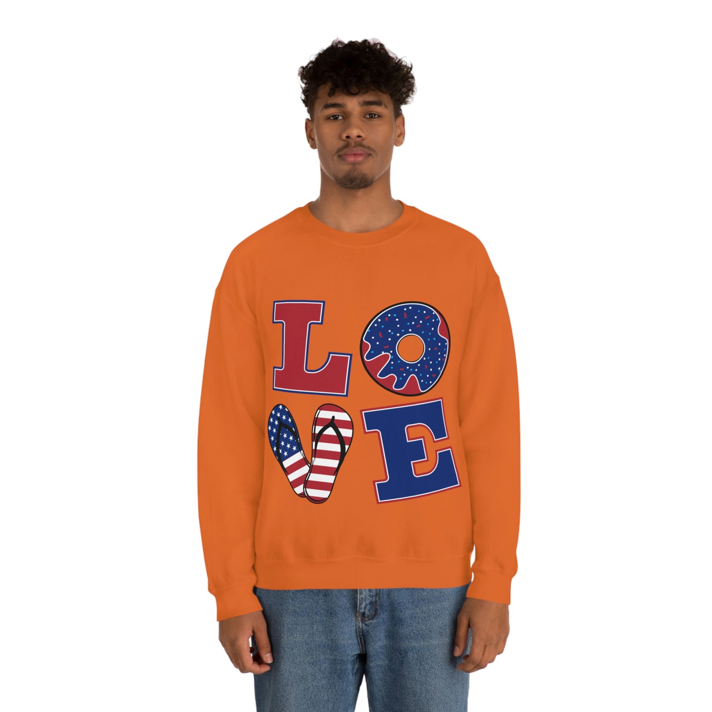 Sweat-shirt ras du cou rouge blanc bleu Love, superbe !