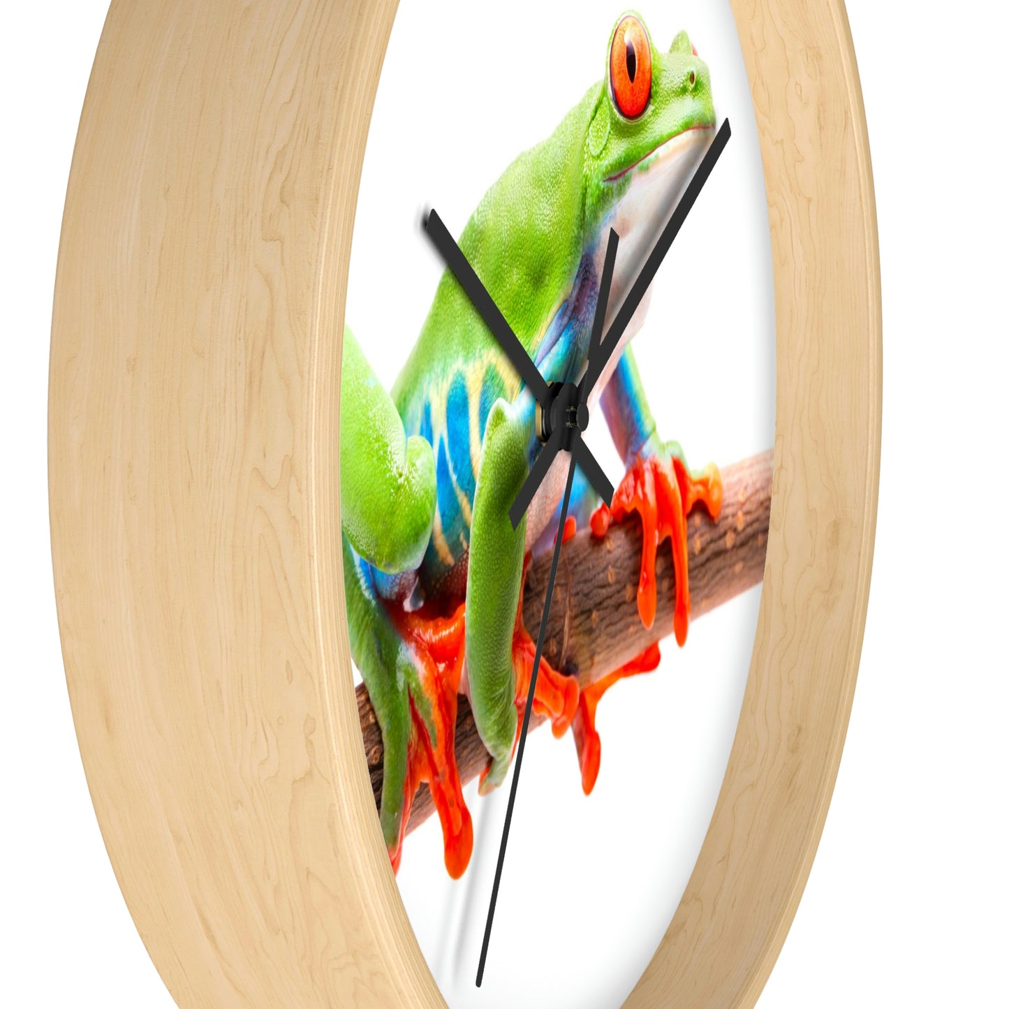 Horloge murale colorée en forme de grenouille arboricole. J'adore ça !