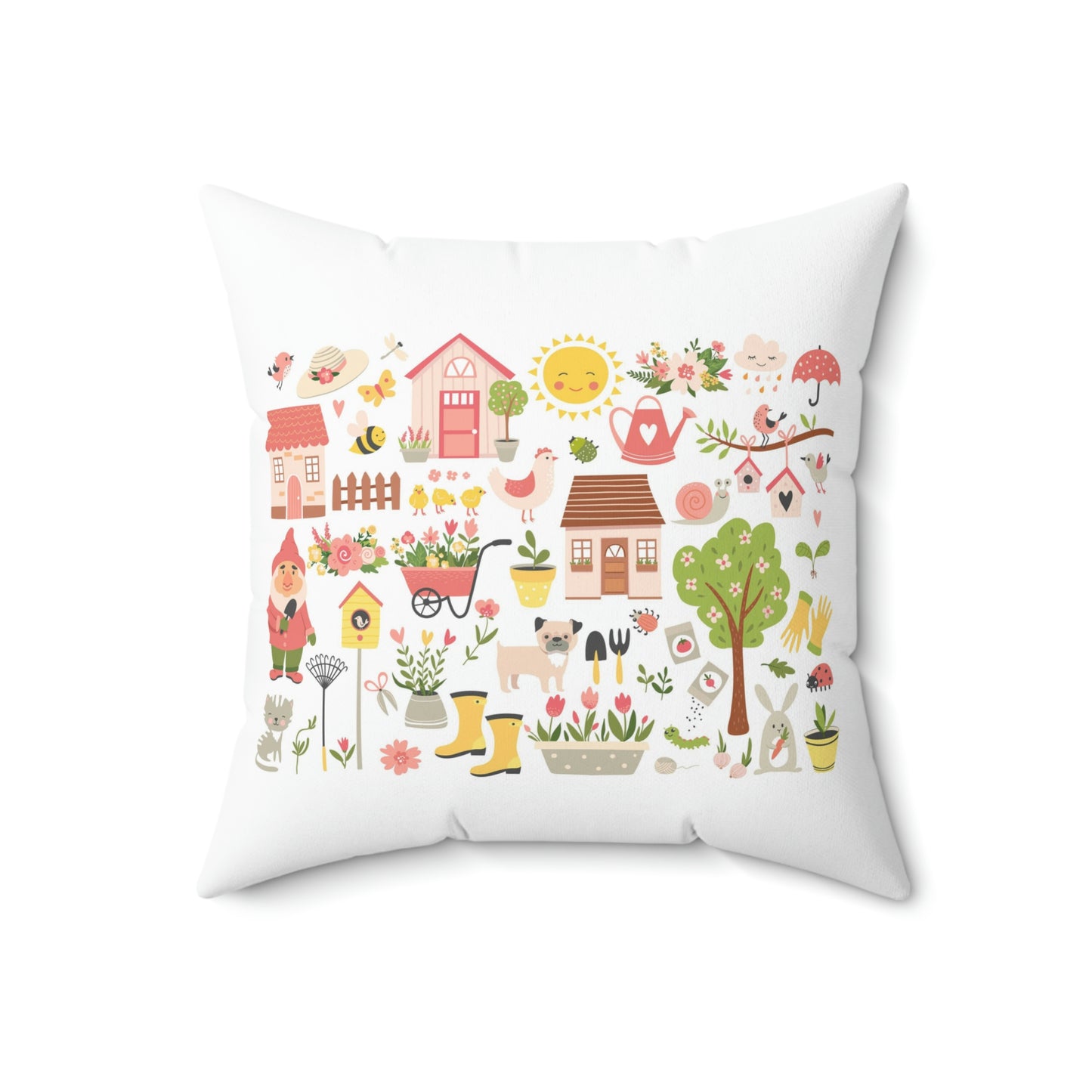 Coussin carré de jardin Je m'amuse aujourd'hui dans mon jardin