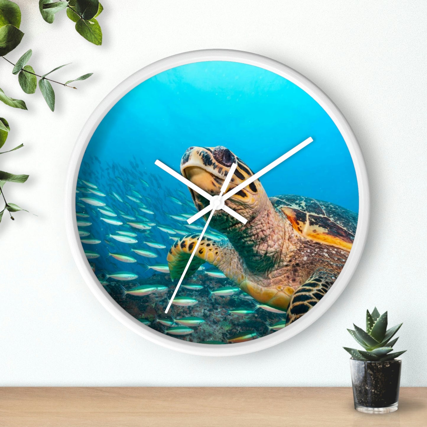 Turtle In Ocean Wall Clock Amazing Colors! Love It!