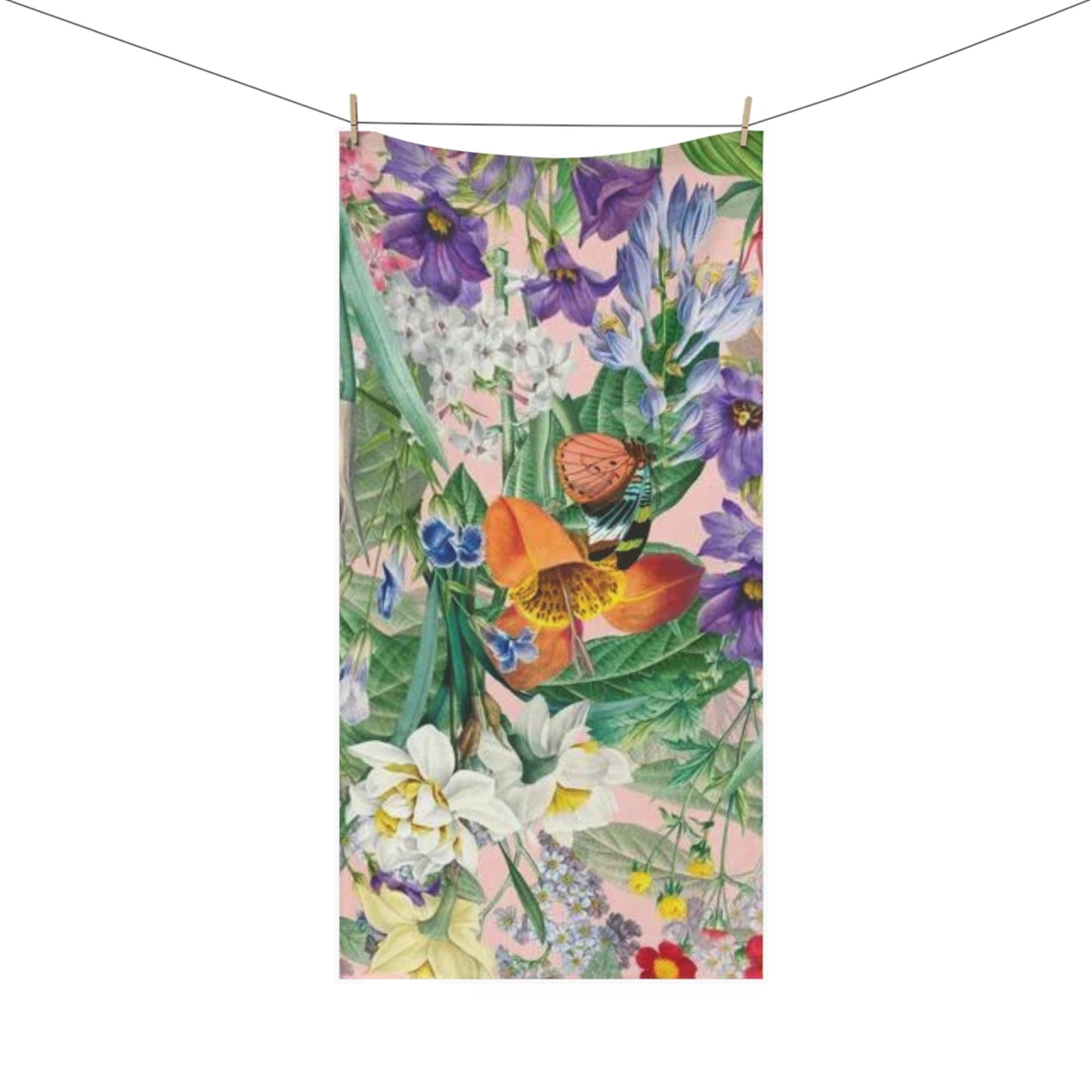 ¡Toalla de baño con diseño de jardín de flores y mariposas! ¡Impecable! ¡Juegos a juego!