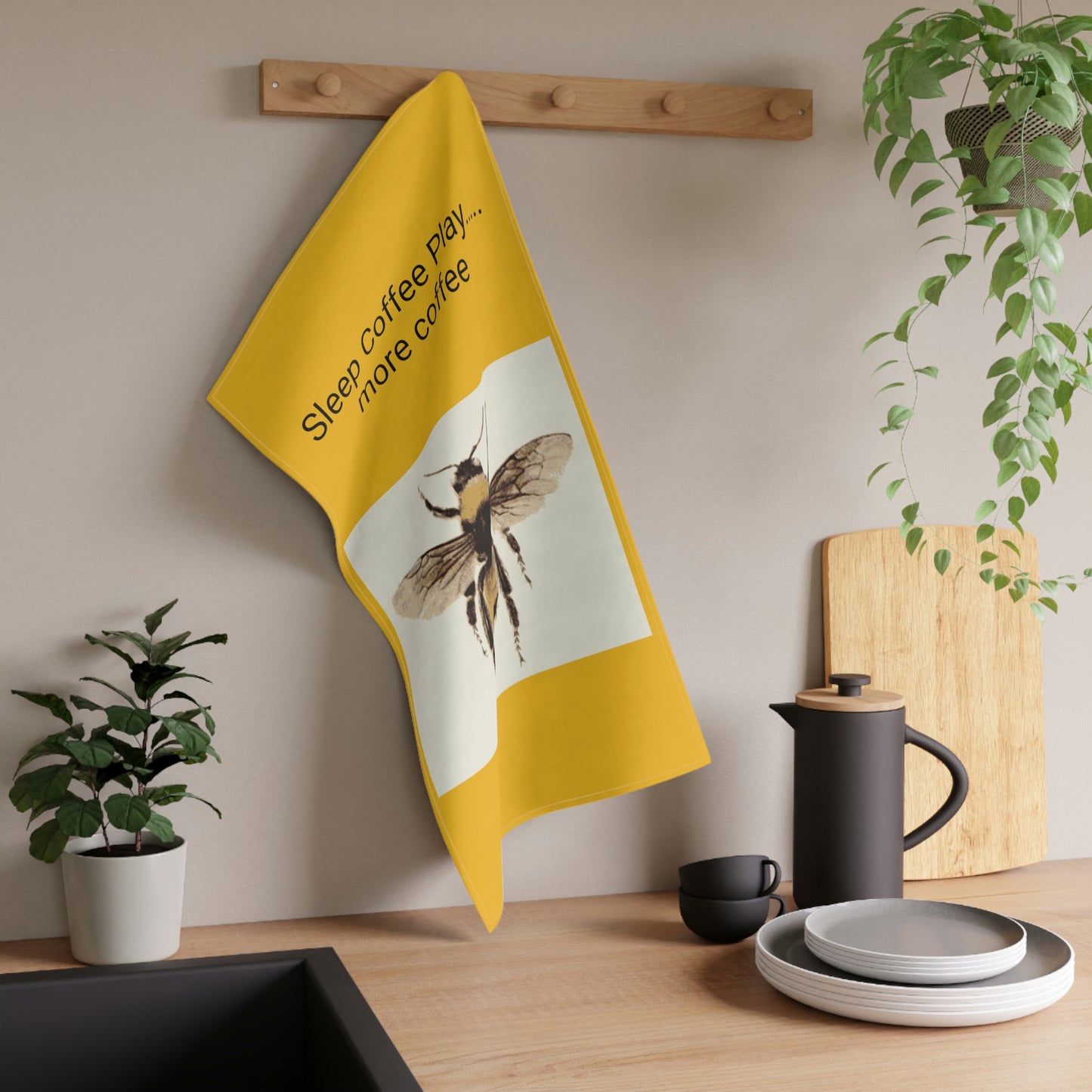 Honey Bee Kitchen Towel I Love Cooking!