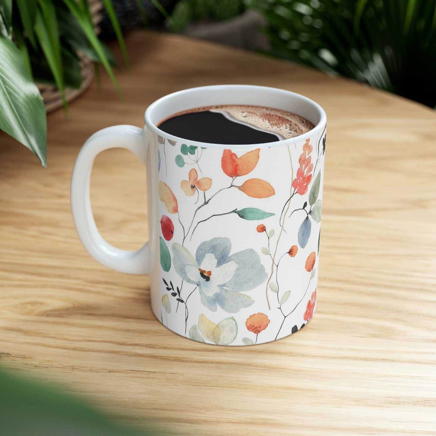 Tasse en céramique à fleurs sauvages 11 oz Idéal pour le café, le chocolat, le thé, les sodas, la soupe, la crème glacée