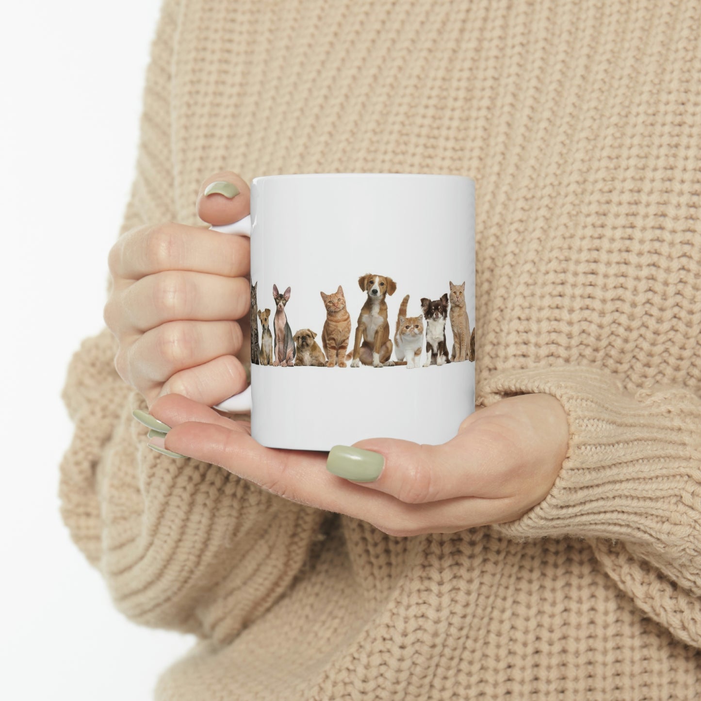 Dogs Cats Ceramic Mug 11oz Great for Coffee Tea Soda Water Ice Cream Peach Cobbler Soup