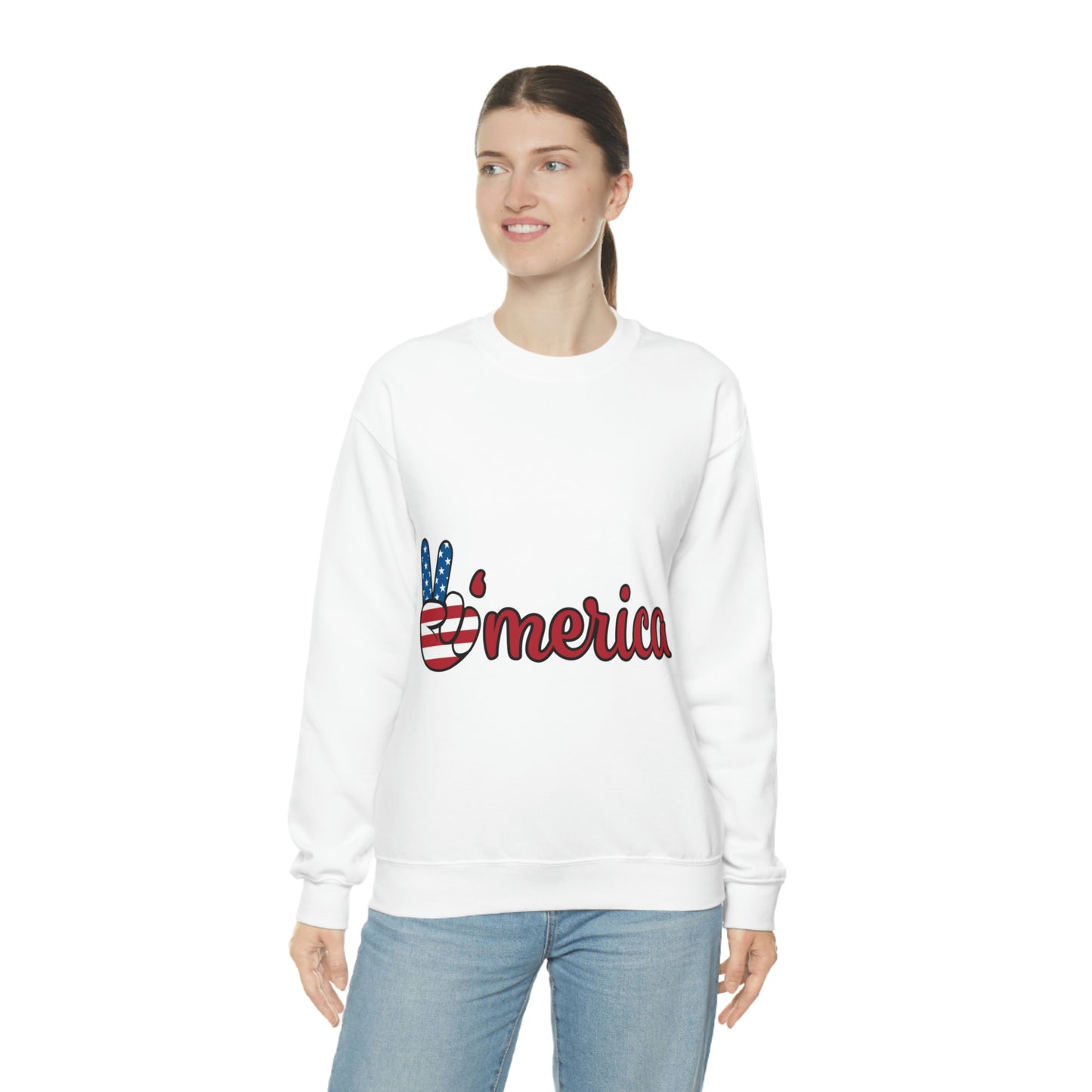 Sweat-shirt ras du cou Peace Sign America Allons voyager ensemble !