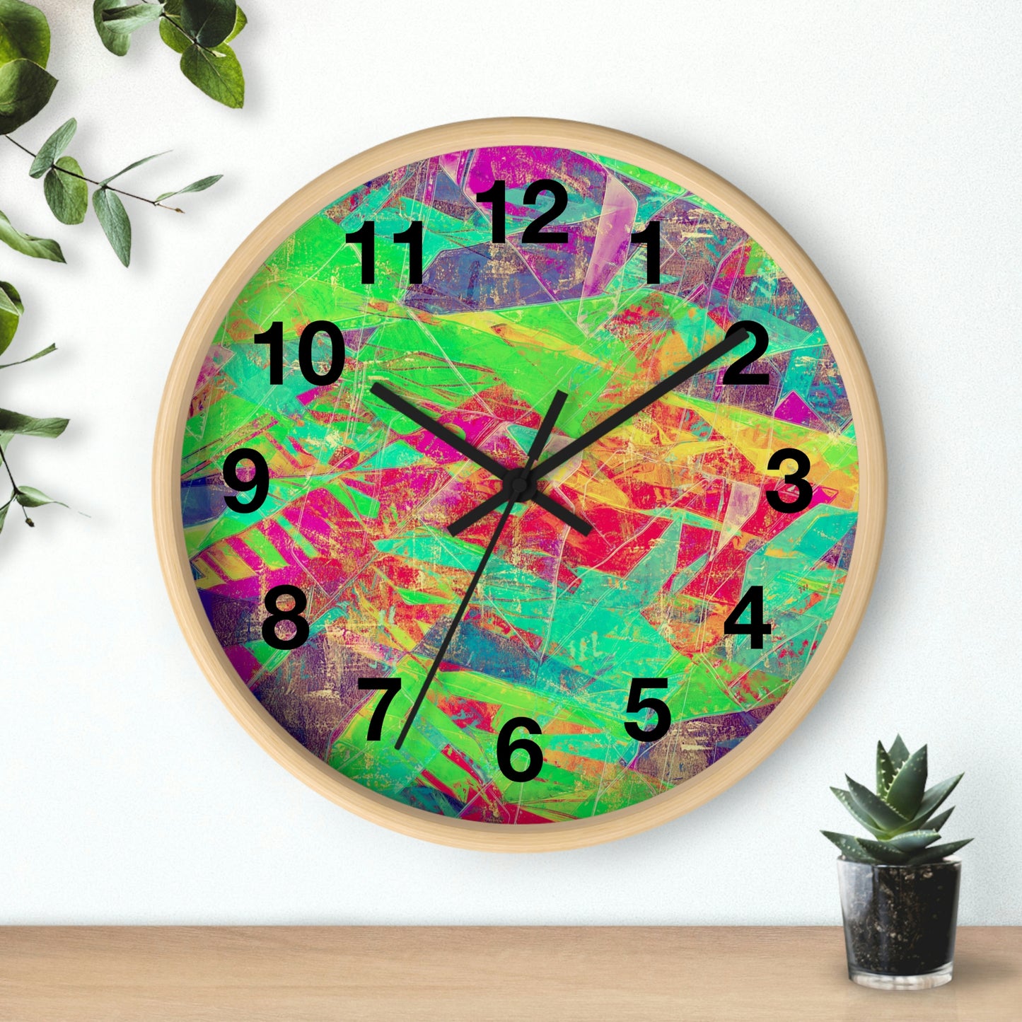 Reloj de pared rosa, verde, amarillo y morado ¡Fabuloso reloj de pared!