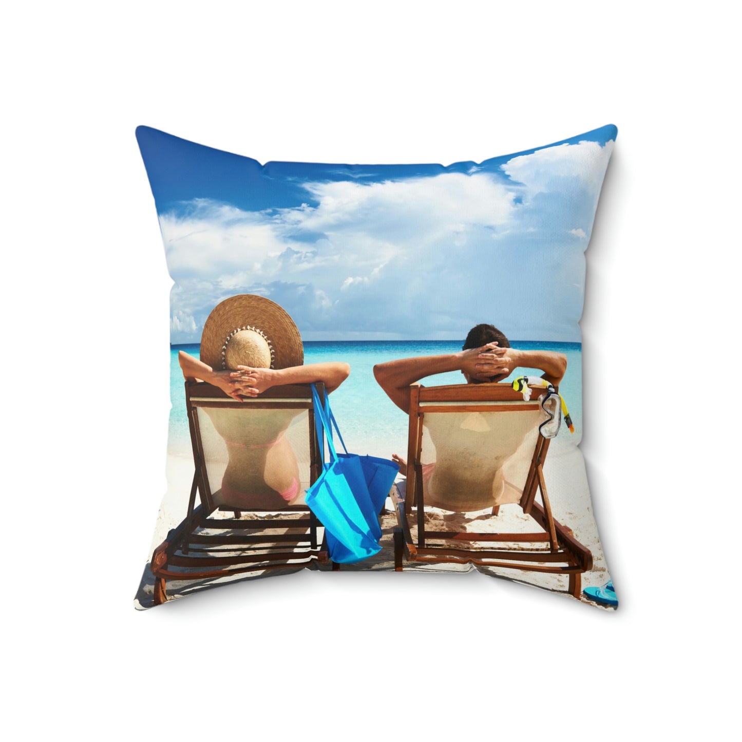 Se détendre à la plage Coussin carré Vacances Voyager Dormir Se détendre Conduire Enfants