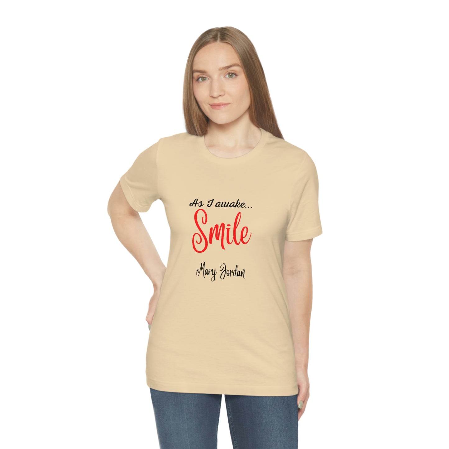 Alors que je me réveille, Smile Mary Jordan T-shirt à manches courtes unisexe en jersey Musées Zoo Epcot Beach