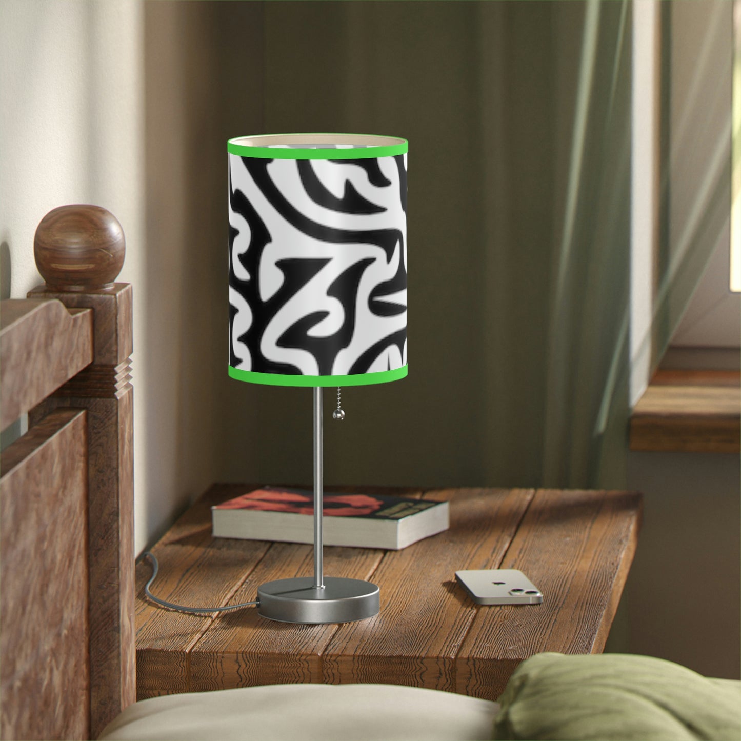 Maze Black White Lamp on a Stand, US|CA plug Bedroom Office Living Room GIFT