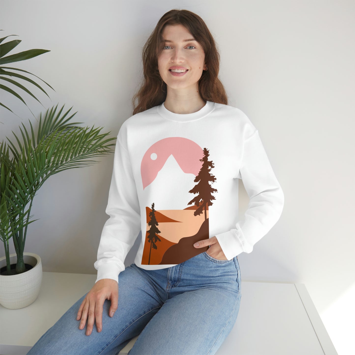 Sudadera con diseño de pino, montaña y luna. ¡Un fabuloso regalo navideño!
