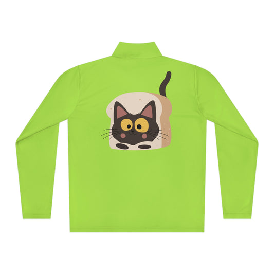 Suéter unisex con cremallera de un cuarto de Shookie Mookie Kitty Cat para viajes, conciertos y festivales