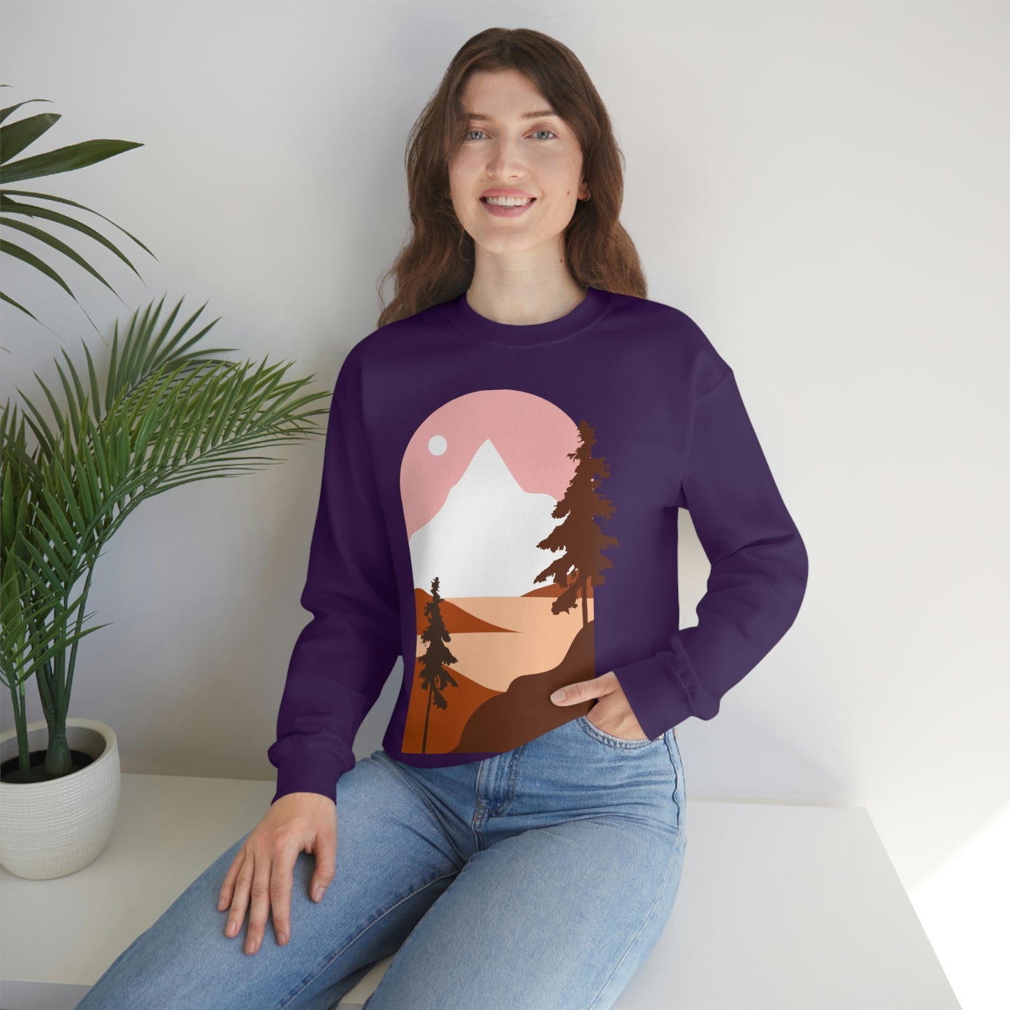 Sudadera con diseño de pino, montaña y luna. ¡Un fabuloso regalo navideño!