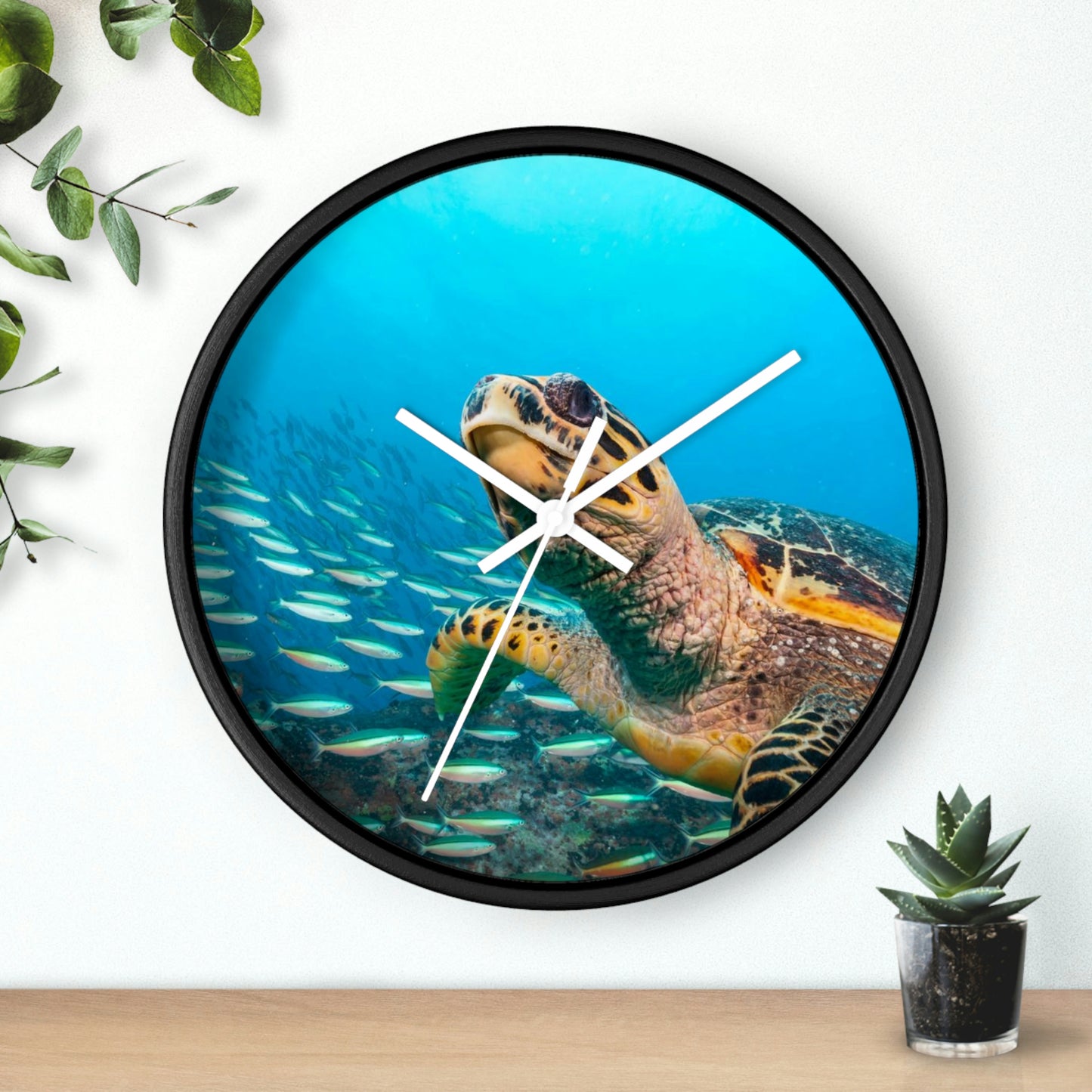 Turtle In Ocean Wall Clock Amazing Colors! Love It!