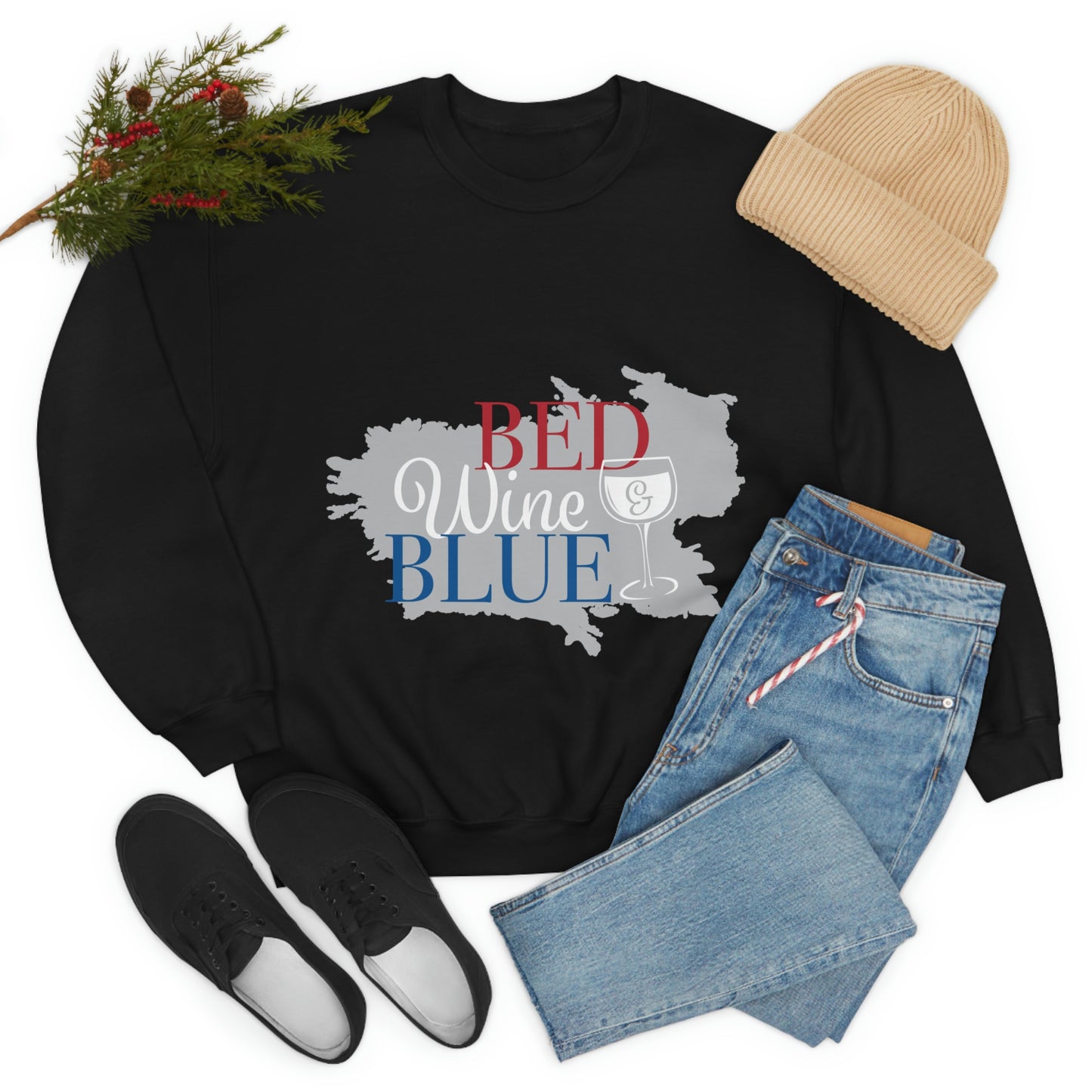 Sweat-shirt ras du cou bleu vin rouge Je vais aller à une fête !