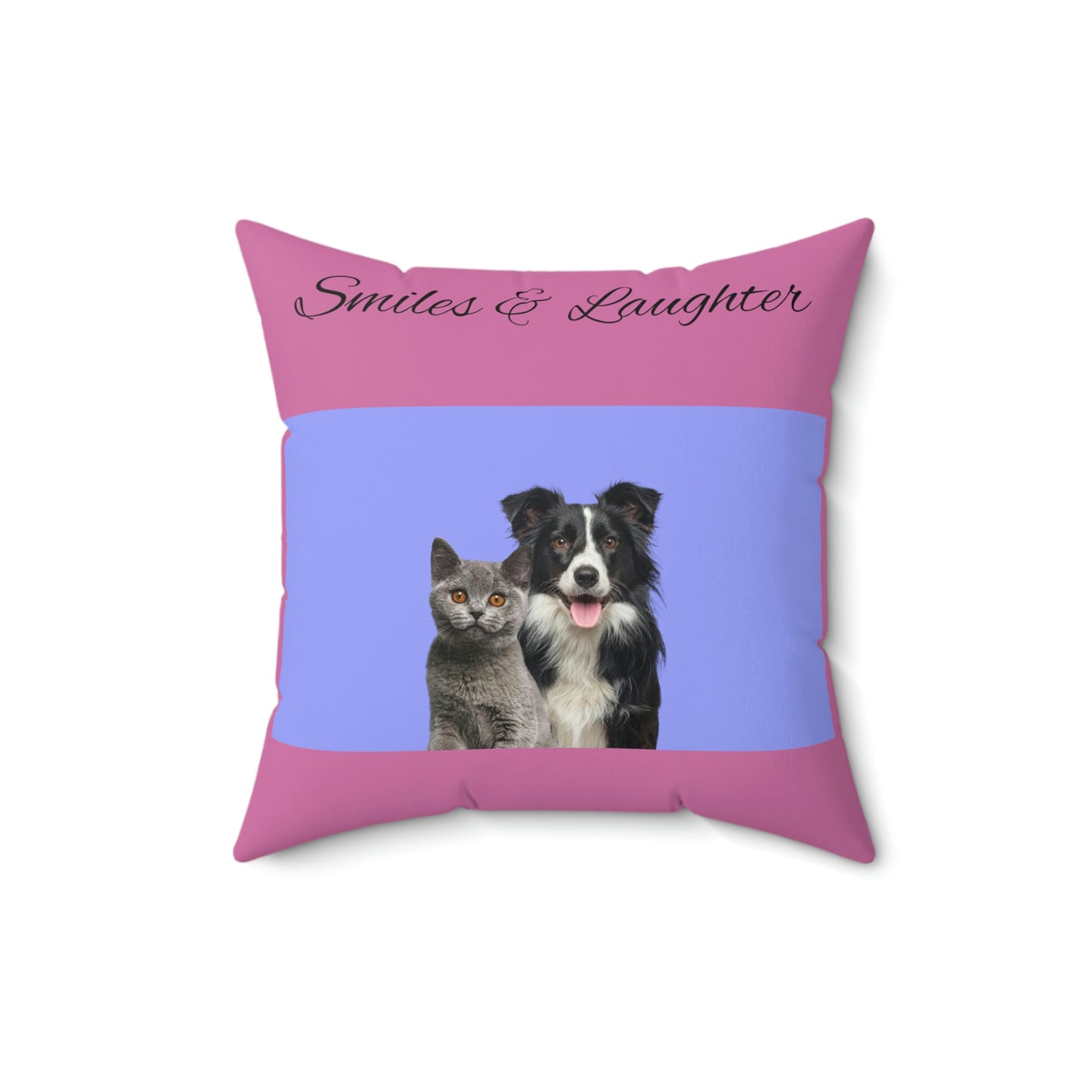 Coussin carré pour chien et chat avec sourires et rires