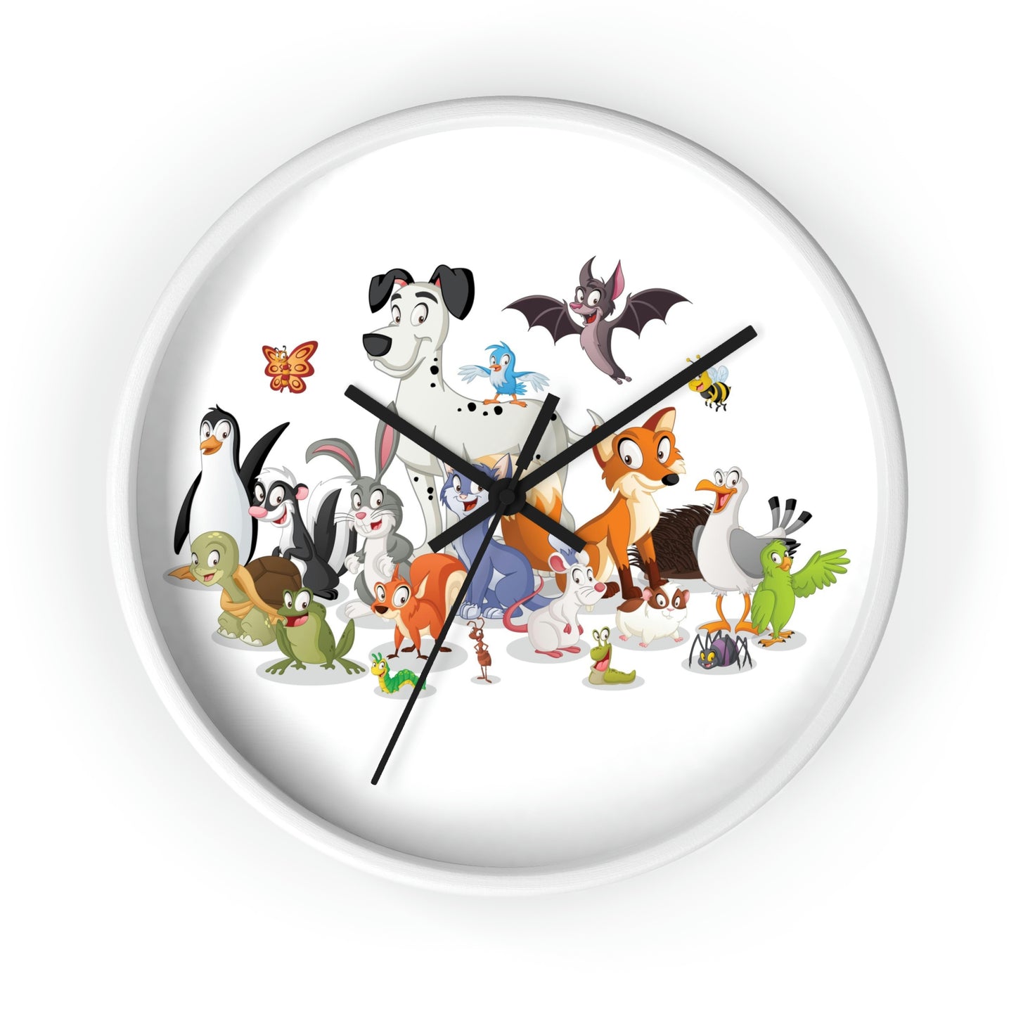 Cartoon Animals Wall Clock Having a Cool Children's Room Great Gift!