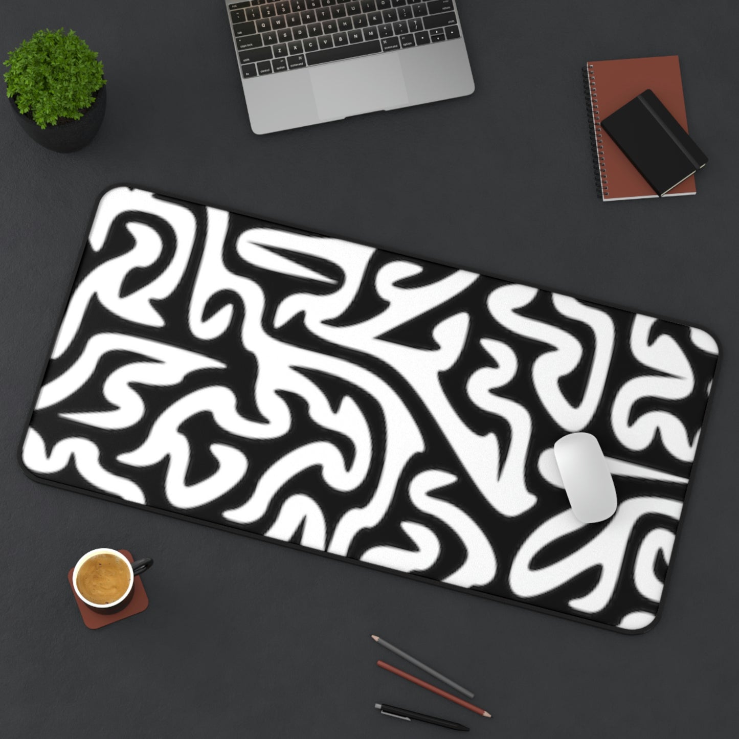 Maze Black White Desk Mat Business Office Home College