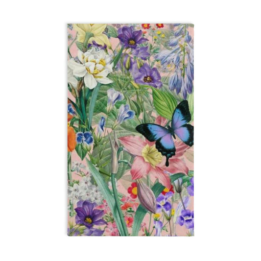 Butterfly Flower Garden. Hand Towel. Custom Artwork. Unique Whimsical Flare. Vivid Colors. Soft against your skin. Fluffy against your face and hands.