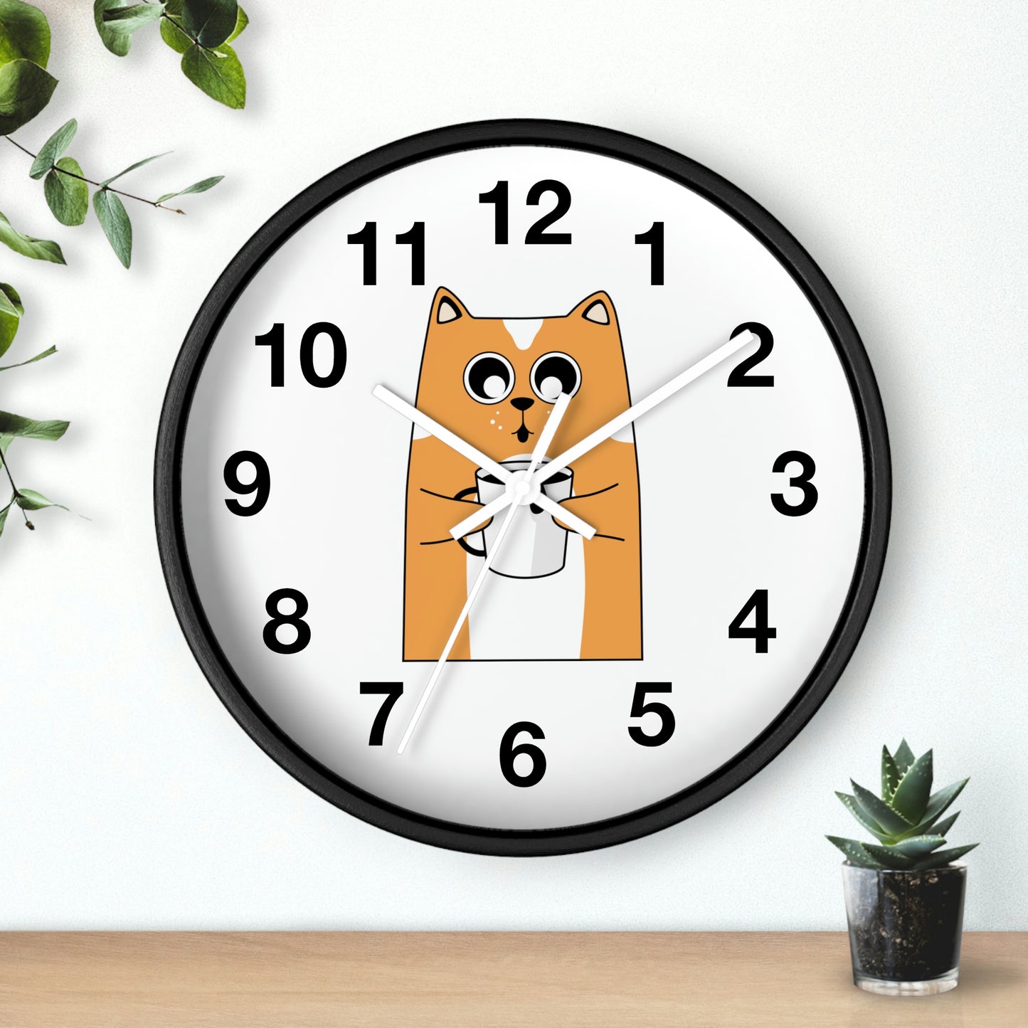 Cat With Hot Coffee Wall Clock Cat Lovers Wall Clock Fabulous Gift!