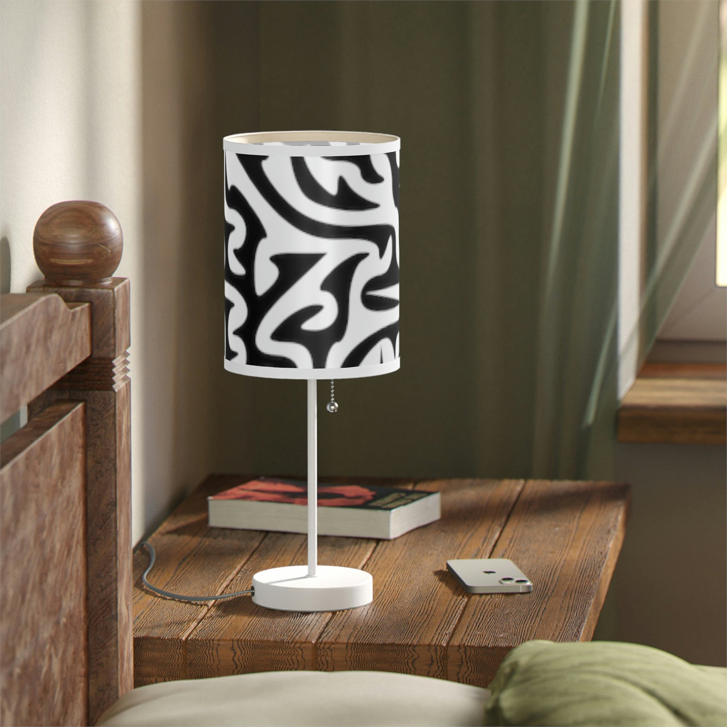 Maze Black White Lamp on a Stand, US|CA plug Bedroom Office Living Room GIFT