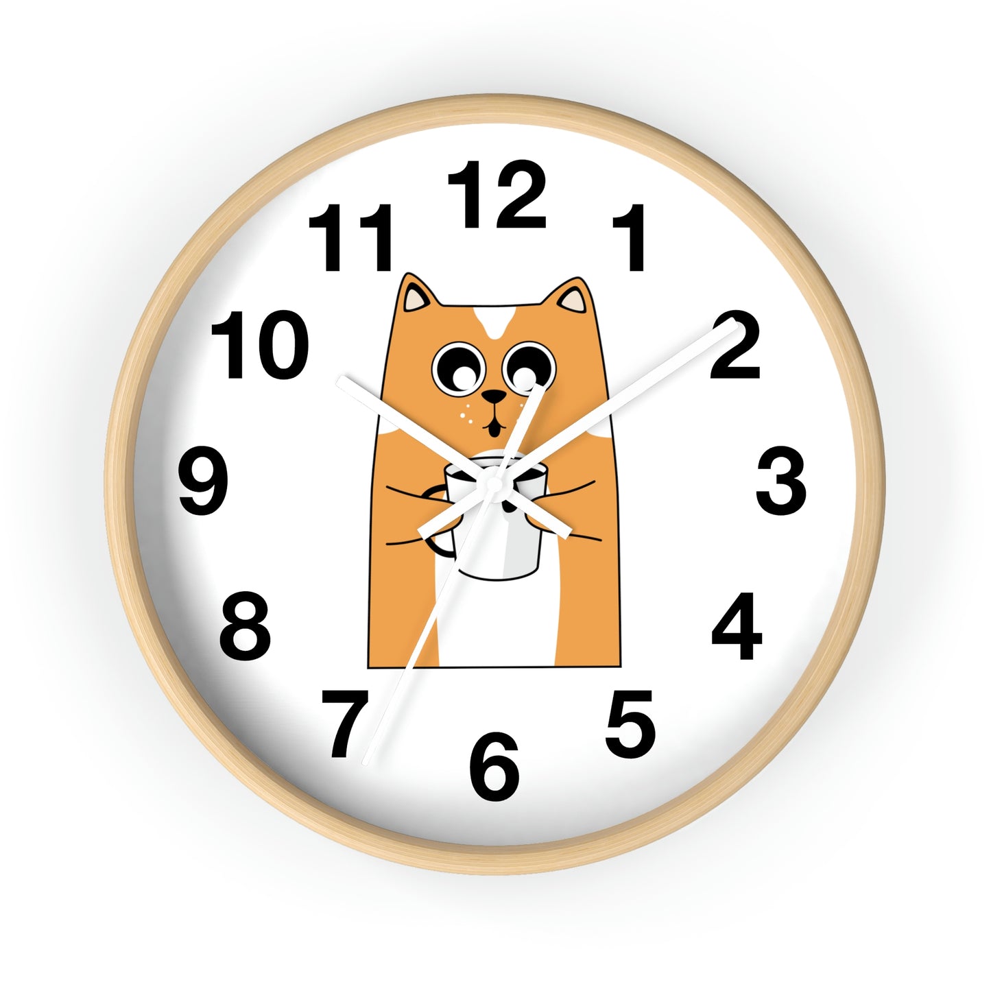 Cat With Hot Coffee Wall Clock Cat Lovers Wall Clock Fabulous Gift!