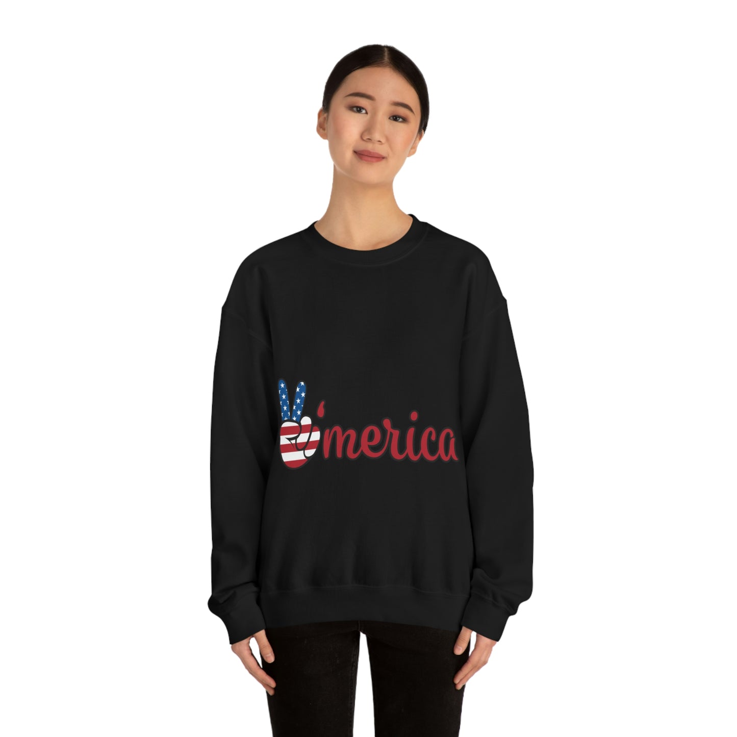 Sweat-shirt ras du cou Peace Sign America Allons voyager ensemble !