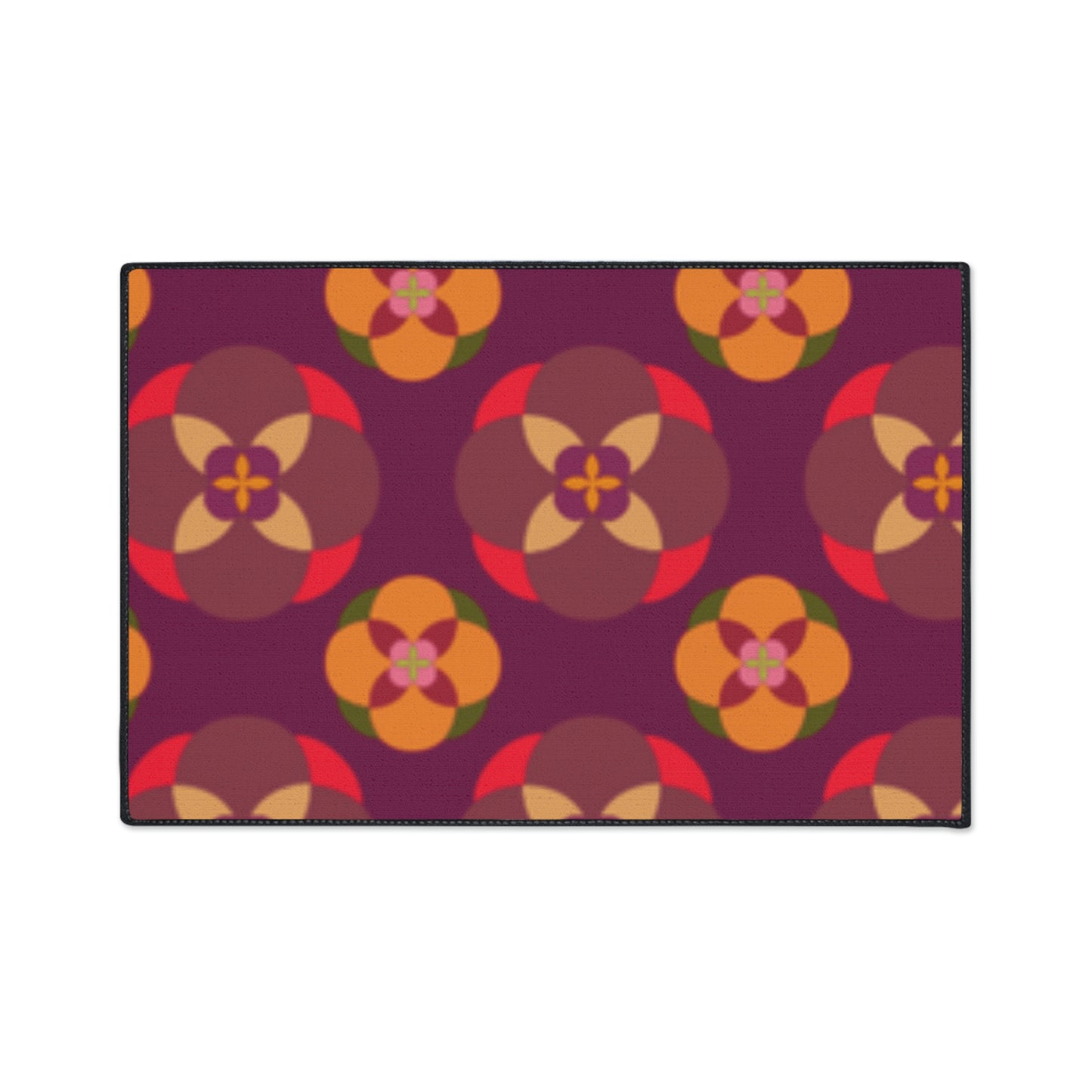 Purple with Fancy Circles Heavy Duty Floor Mat