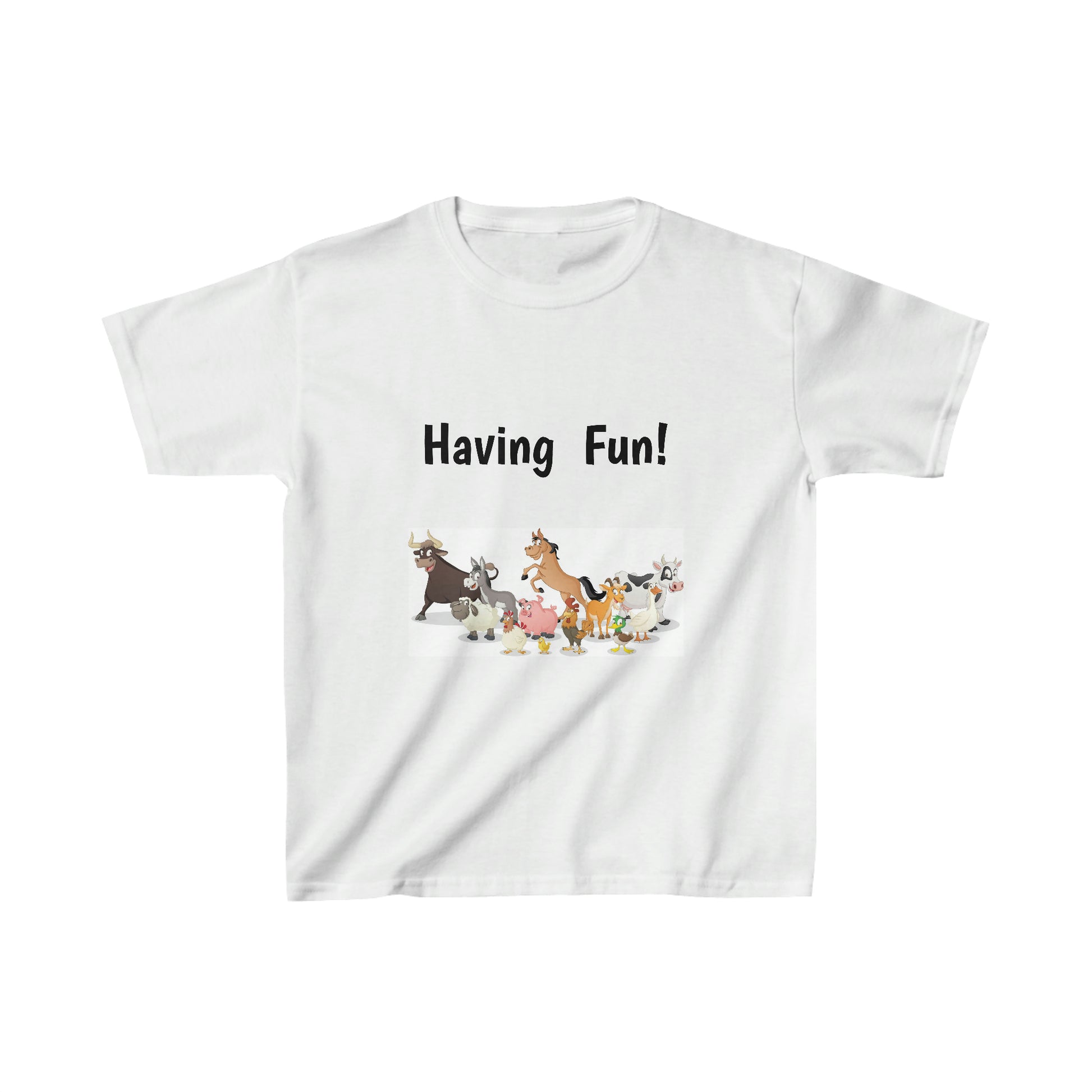 Having Fun Animals. Children's Cotton T-shirt. Sizes: Extra Small through Extra Large. Price: $21.00. Custom Artwork. Unique Whimsical Flare. Vivid Colors. Soft against your skin Comfortable to wear every day of the week. Looking Cute at Grandma's house, School. Church, Movies and Restaurants. 