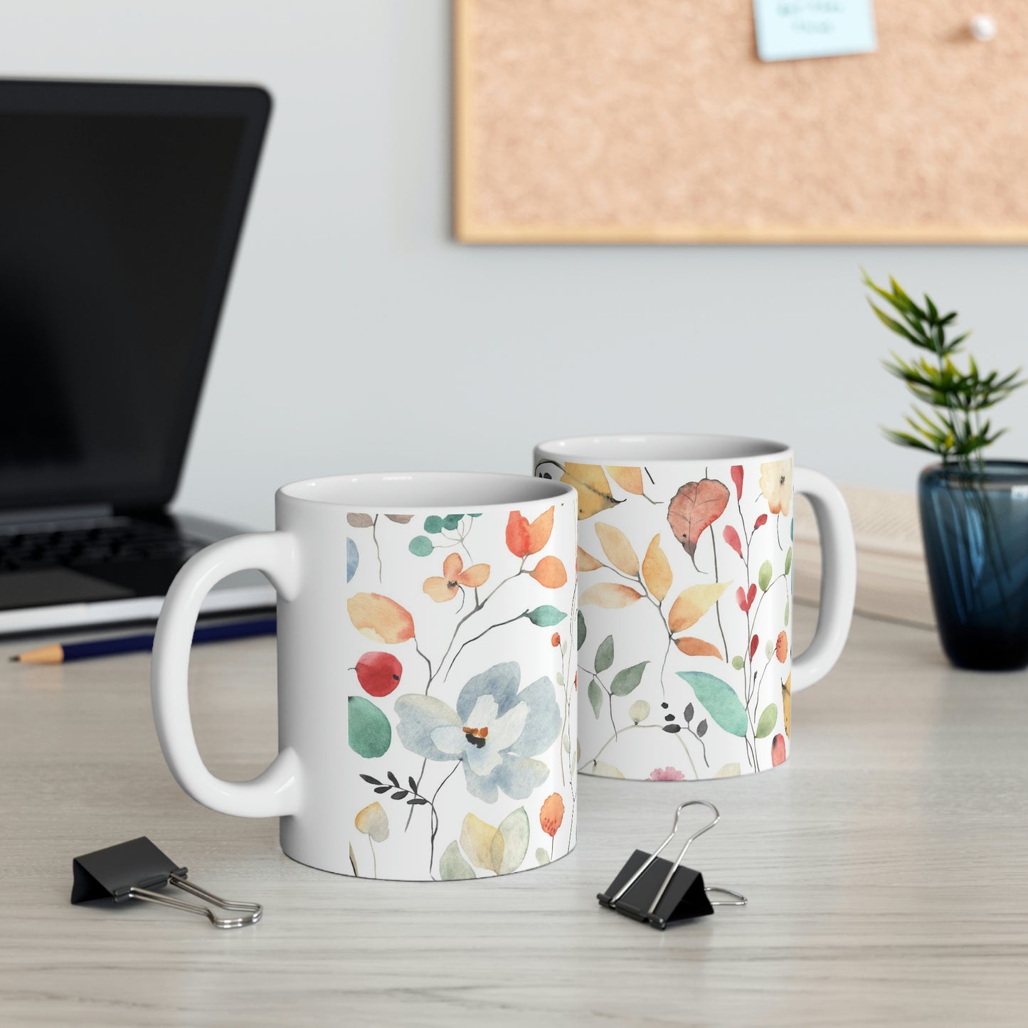 Tasse en céramique à fleurs sauvages 11 oz Idéal pour le café, le chocolat, le thé, les sodas, la soupe, la crème glacée