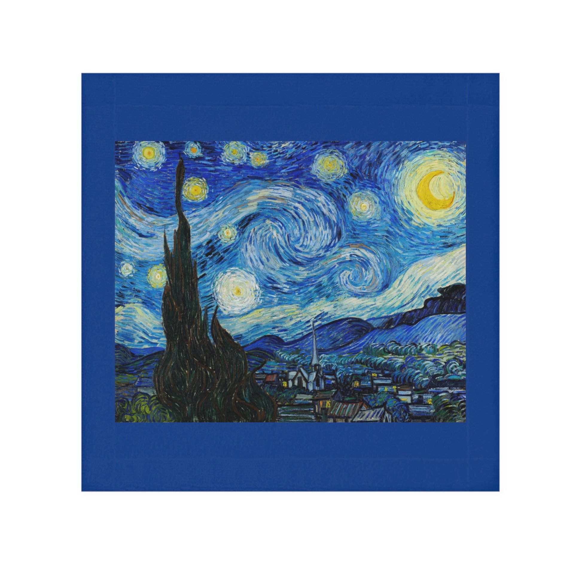 The Starry Night (1889) Vincent van Gogh. Face Towel. Custom Artwork. Unique whimsical Flare. Vivid Colors. Great to have in every bathroom of your home and business. Soft against your skin. Adding a splash of color! Great Gifts. Matching Sets!