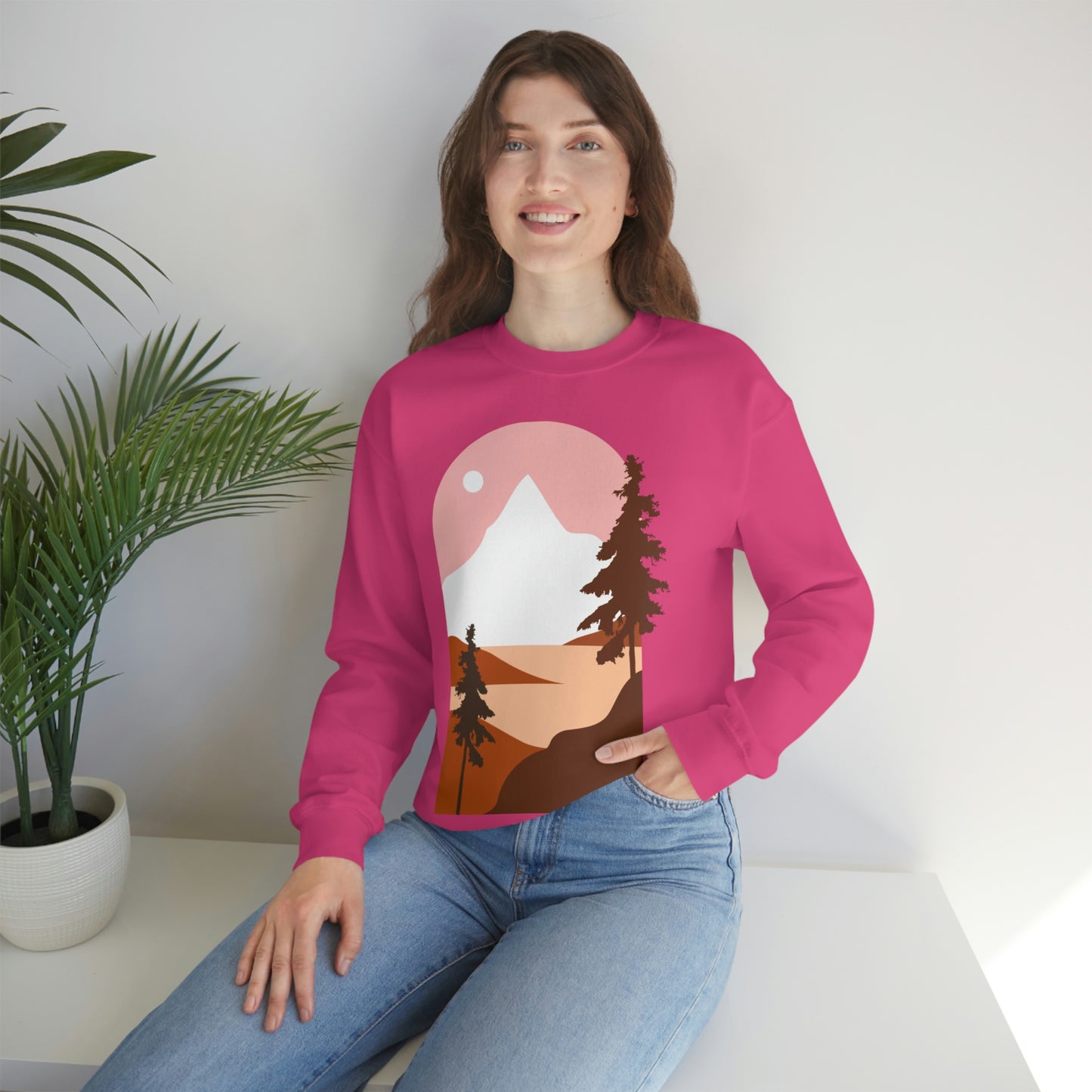 Sudadera con diseño de pino, montaña y luna. ¡Un fabuloso regalo navideño!