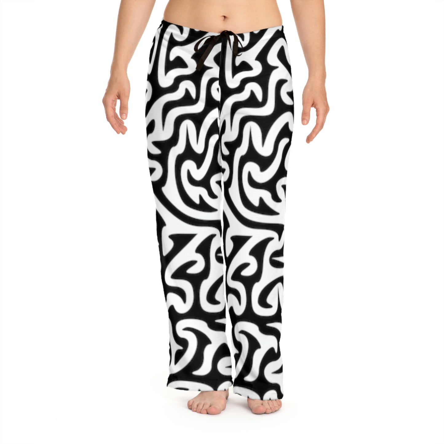 Pantalon de pyjama pour femme Maze Black White Faire des rêves endormis