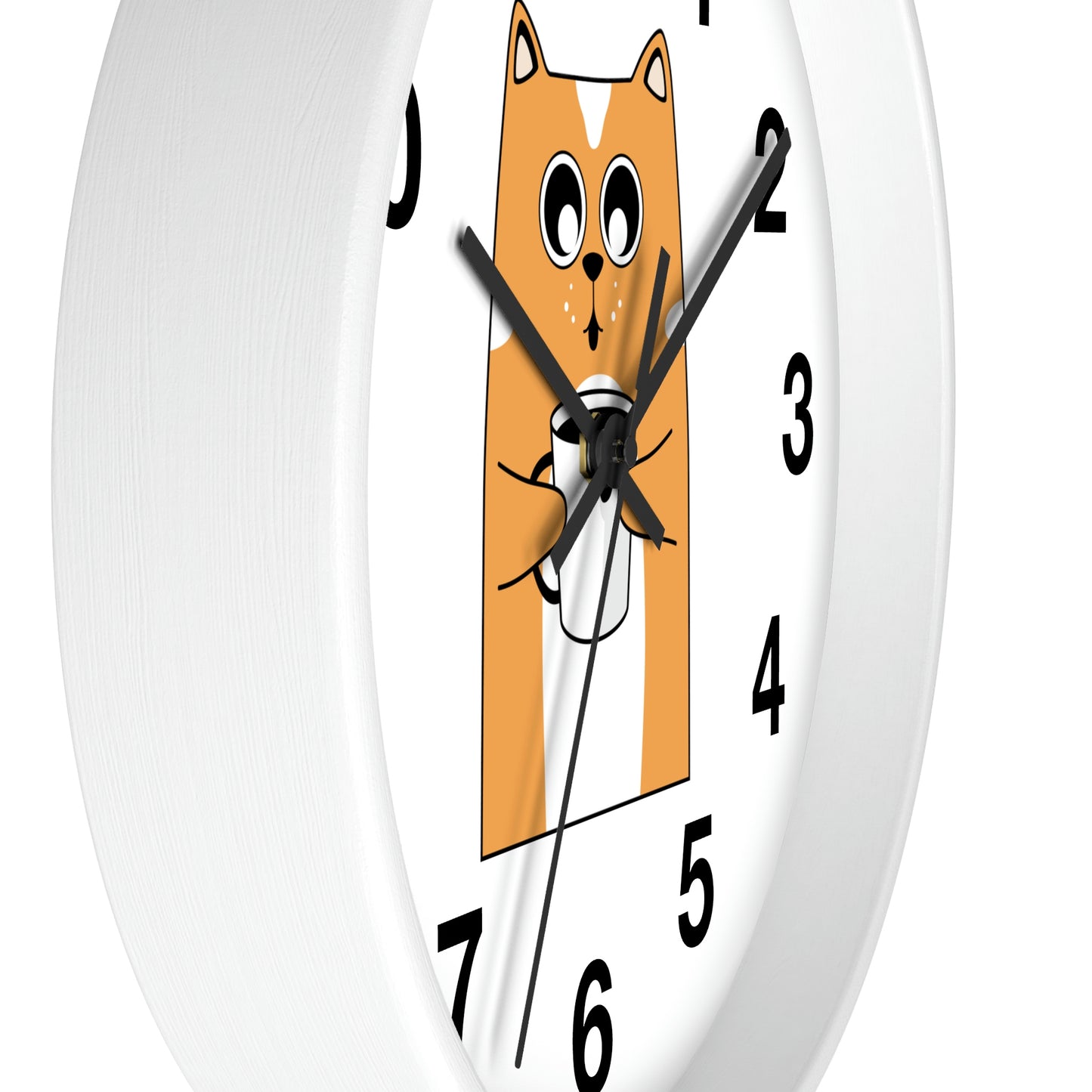 Cat With Hot Coffee Wall Clock Cat Lovers Wall Clock Fabulous Gift!