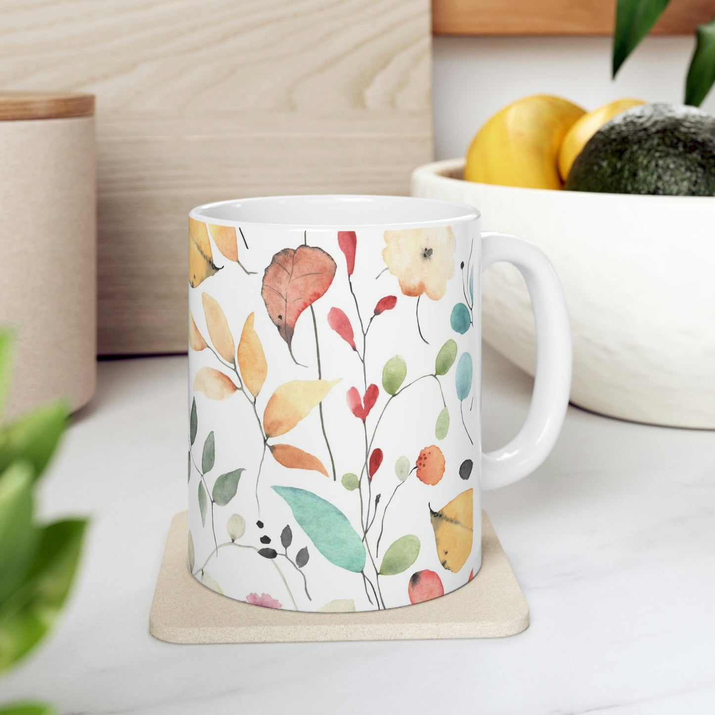 Tasse en céramique à fleurs sauvages 11 oz Idéal pour le café, le chocolat, le thé, les sodas, la soupe, la crème glacée