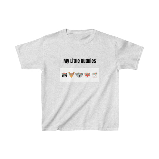 My Little Buddies. Youth T-shirt. Custom Artwork. Unique Whimsical Flare. Vivid Colors. Boys and Girls will Absolutely love this T-shirt. Soft against their skin. Comfortable to wear every day of the week. Looking Stylish at school, park, movies, hiking, and going to Grandma's house!