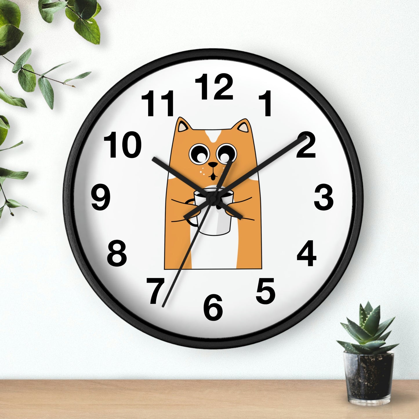 Cat With Hot Coffee Wall Clock Cat Lovers Wall Clock Fabulous Gift!