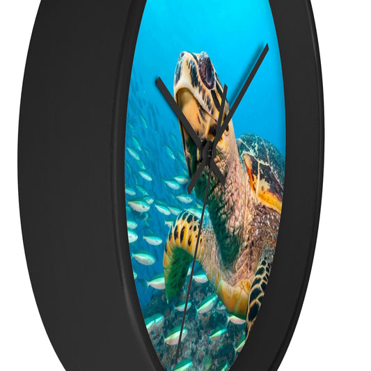 Turtle In Ocean Wall Clock Amazing Colors! Love It!