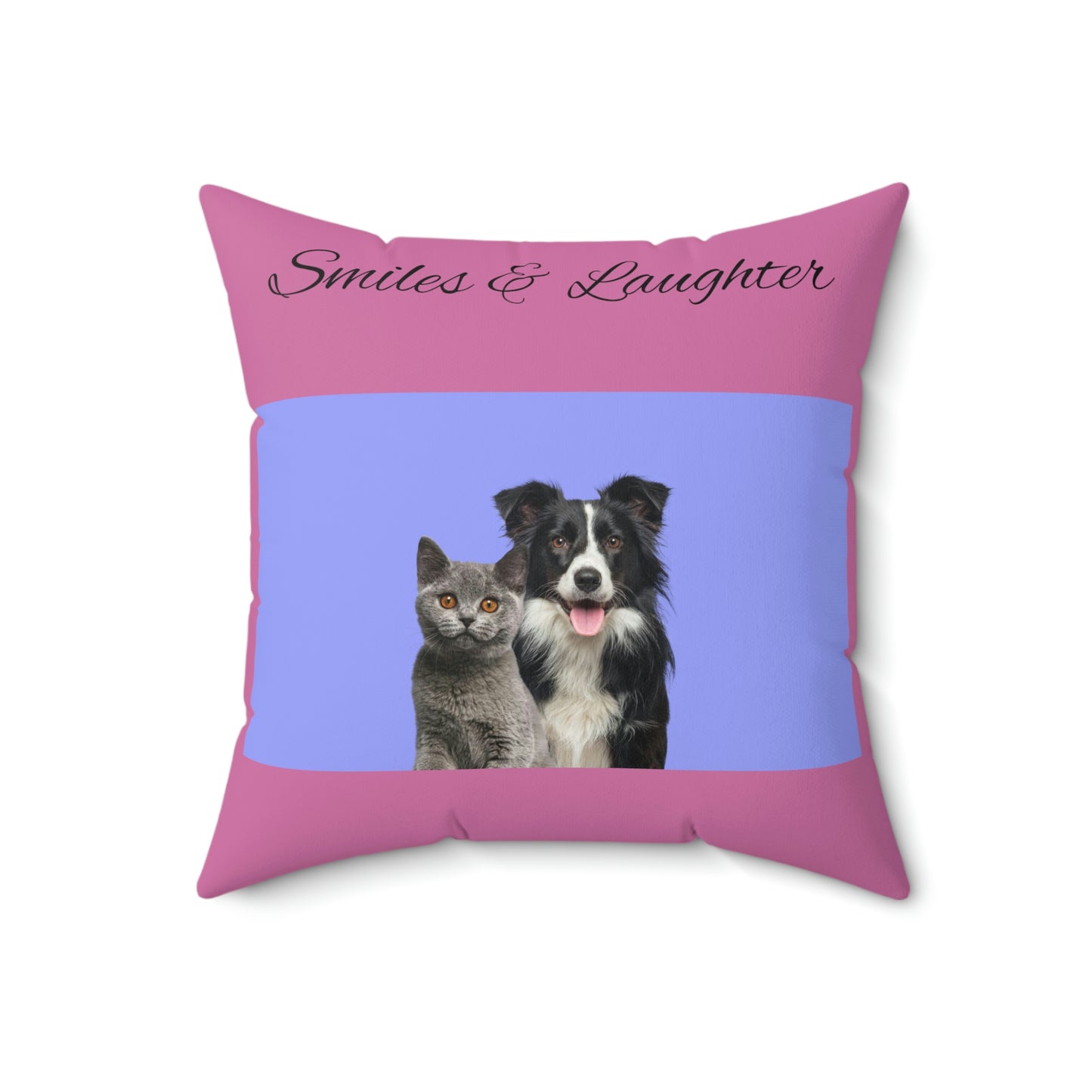 Coussin carré pour chien et chat avec sourires et rires